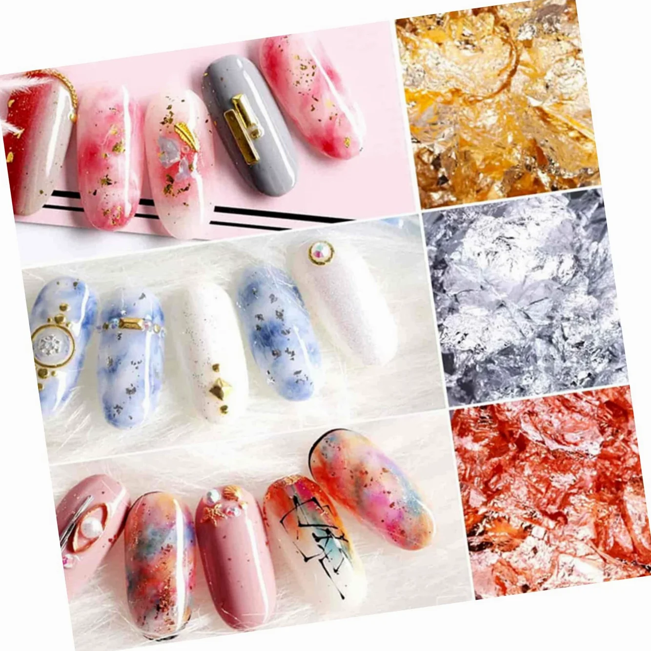 3 Set Lamina D'oro Per Nail Art Paillettes Per Unghie Lamina Glitter Per Unghie Scaglie Di Lamina Per Unghie Pigmento Per Unghie Decalcomanie Per Unghie Foglia D'oro Dipinto