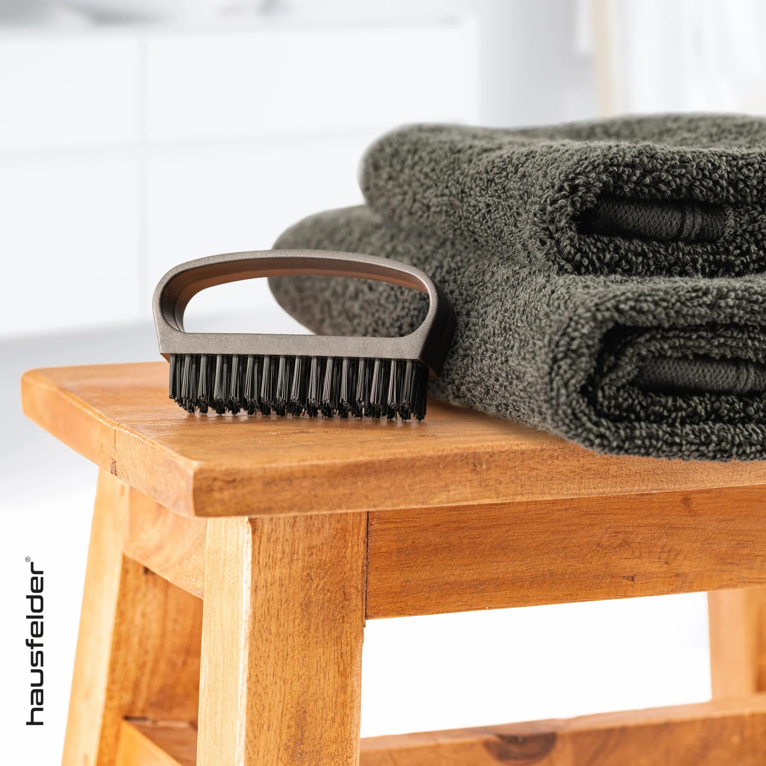 Hausfelder Set 4 spazzole unghie con manico nero antracite