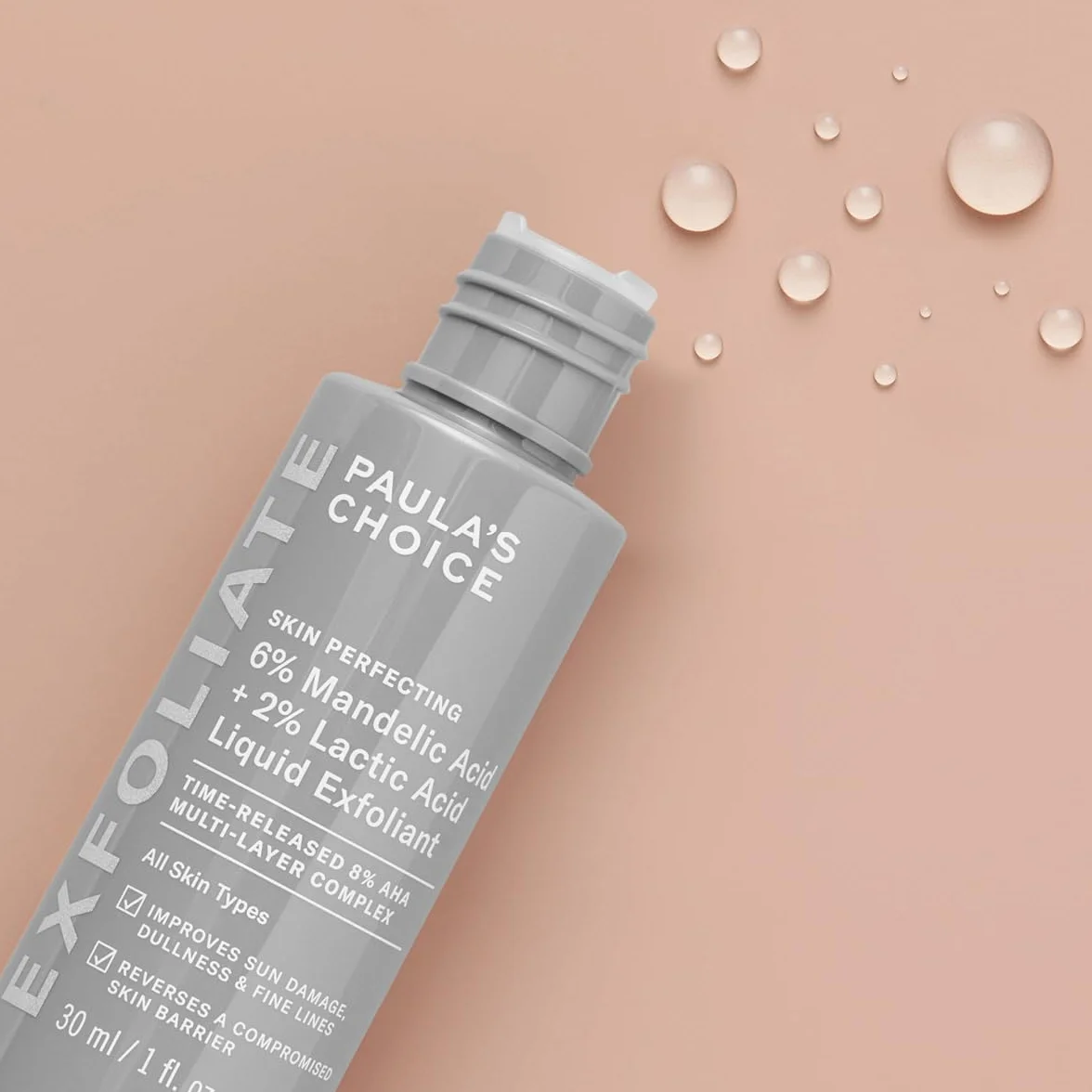 PAULA'S CHOICE SKIN PERFECTING 6% Acido Mandelico + 2% Acido Lattico AHA - Esfoliante Riduce Le Linee Sottili e le Rughe - Tutti i Tipi di Pelle - 30 ml