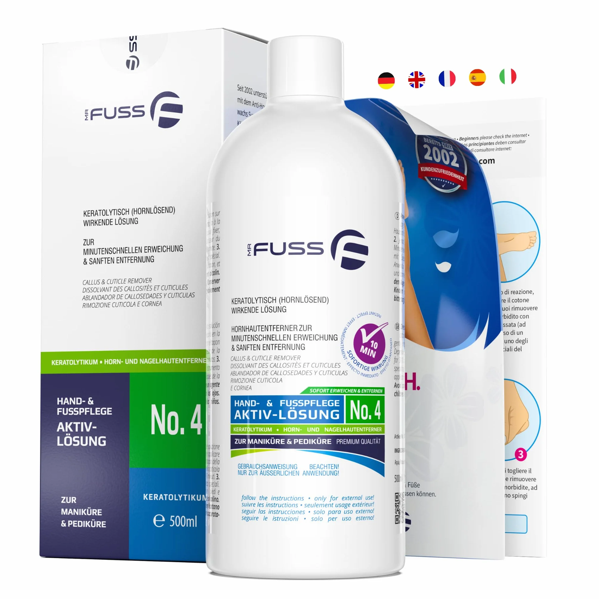Mr. Fuss Levacalli soluzione attiva n° 4 500 ml calli piedi rimozione pedicure cheratolitico piedi