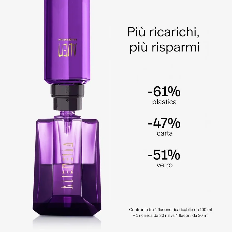 MUGLER Alien Eau de Parfum per Donna, Ambra, Gelsomino, Ricaricabile