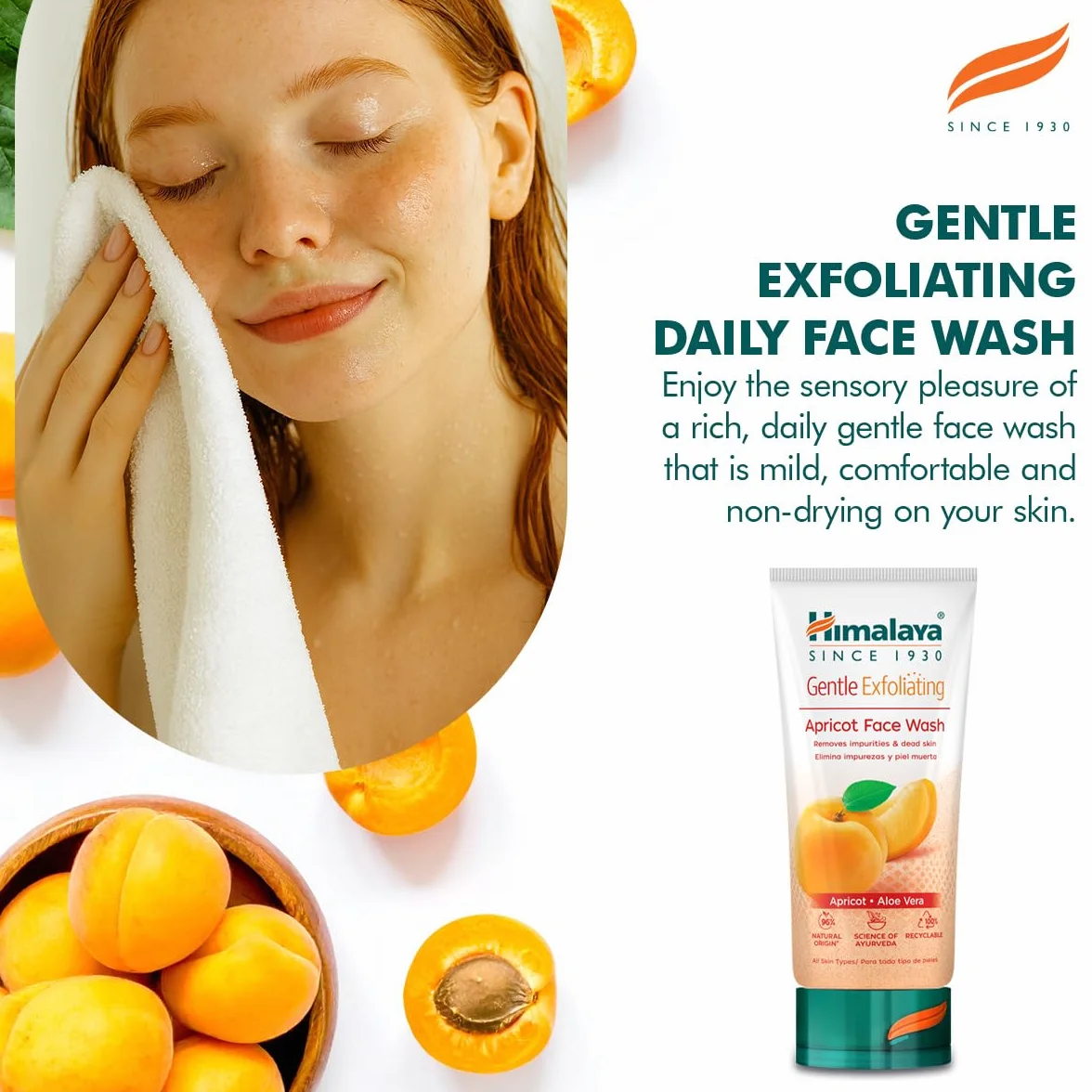 Himalaya Gentle Exfoliating Daily Face Wash with Herbal Actives Apricot, Neem, and Lemon | Cleanses Skin Effectively, Moisturizes, Exfoliates Gently, Suitable for all skin types -150ml