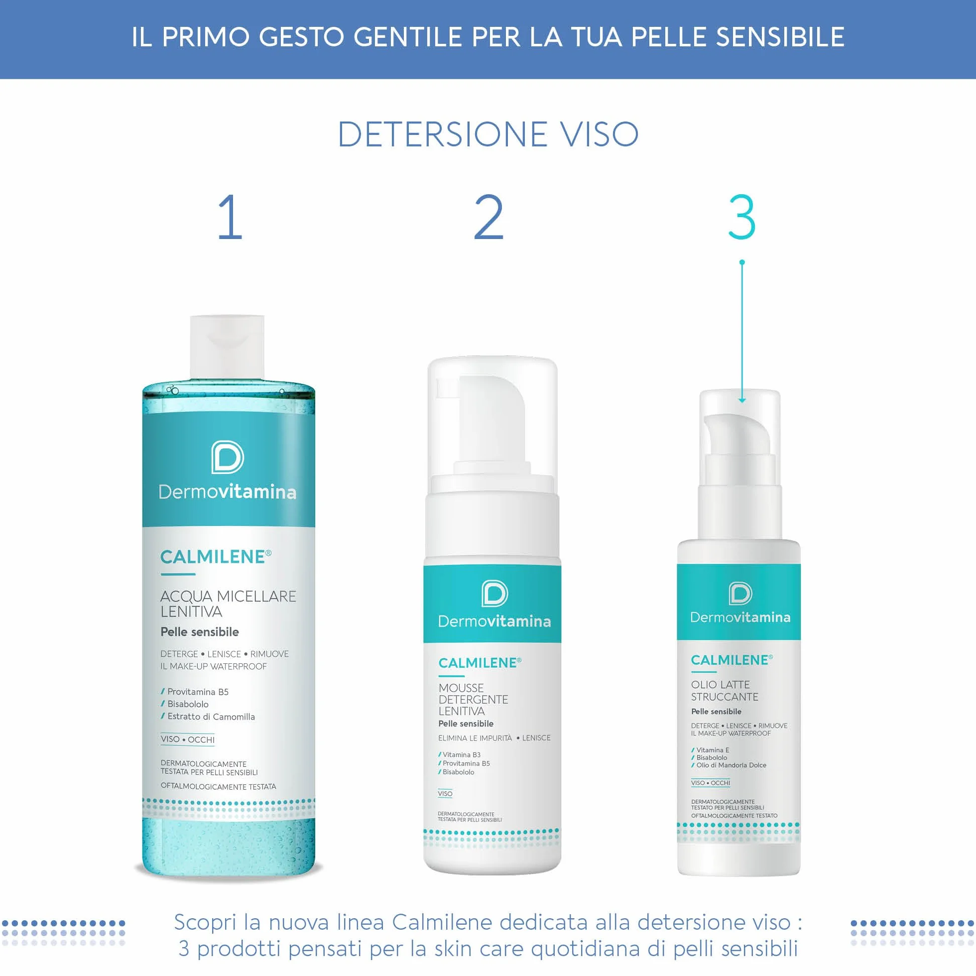 Dermovitamina Calmilene Olio Latte Struccante 100ml - Struccante Viso e Occhi Waterproof per Pelli Sensibili