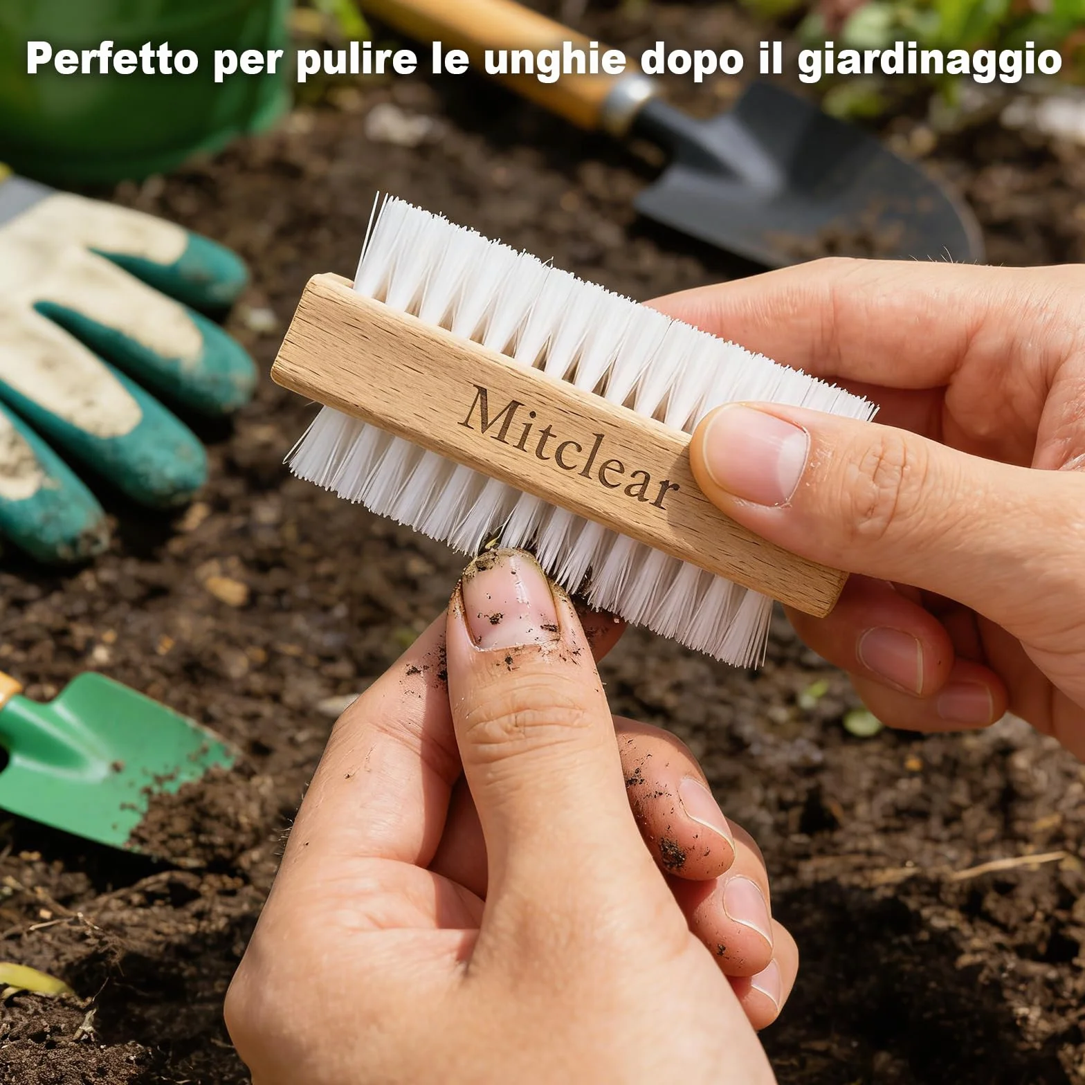 Mitclear Spazzola per Unghie in Legno, Spazzolino per la Pulizia delle Unghie con Setole in Plastica Dura, Spazzoline a Doppia Faccia per la Pulizia di Unghie, Mani, Piedi(3 Set)