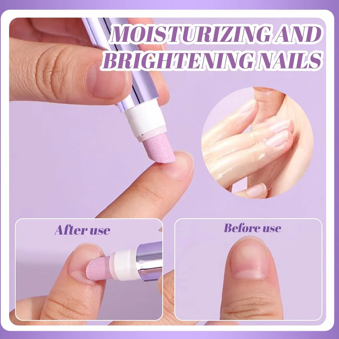 3-in-1 Penna per l'olio per cuticole, penna per olio per le cuticole pusher con punta in ceramica, penna per rimuovere cuticole idratante e illuminante, per unghie secche e stressate