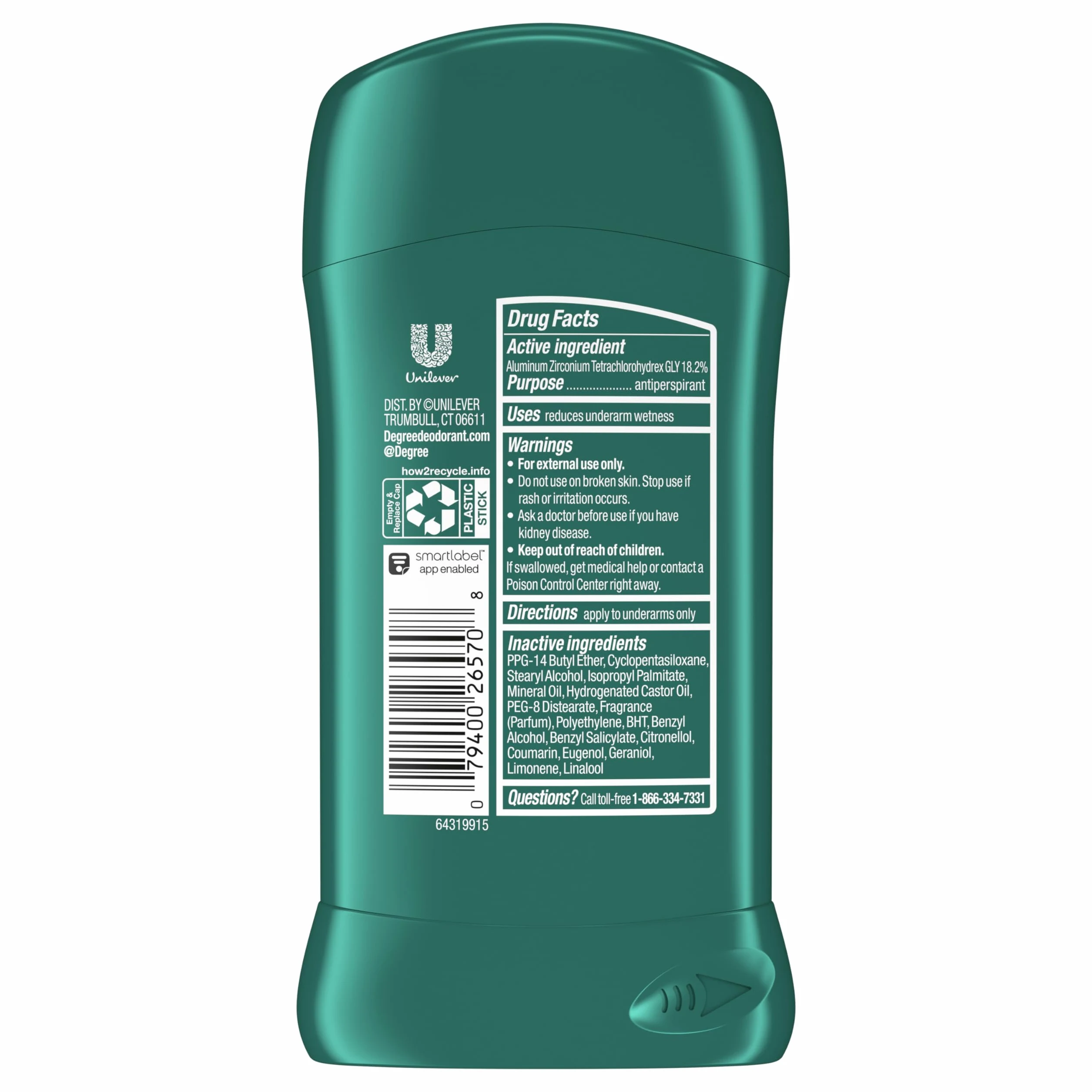 Sport Invisible Antiperspirant & Deodorant Stick by Degree for Men - 2.7 oz Deodorant by Degree