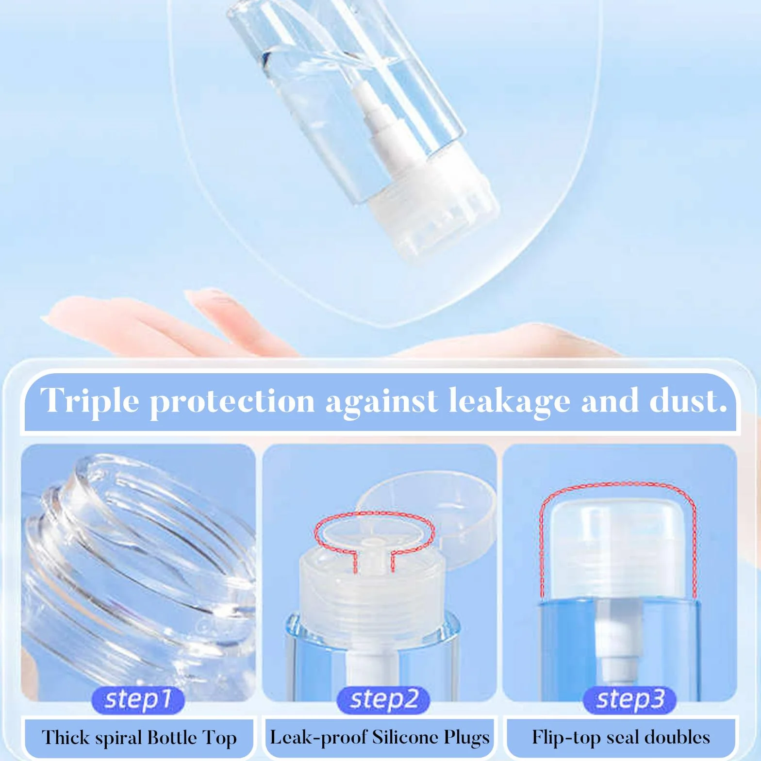 300 ml Dispenser a Pompa, Flacone per Struccante Portatile, 2 Pezzi Vuoto Smalto per Unghie Bottiglie con Erogatore, per Cosmetici e Smalti