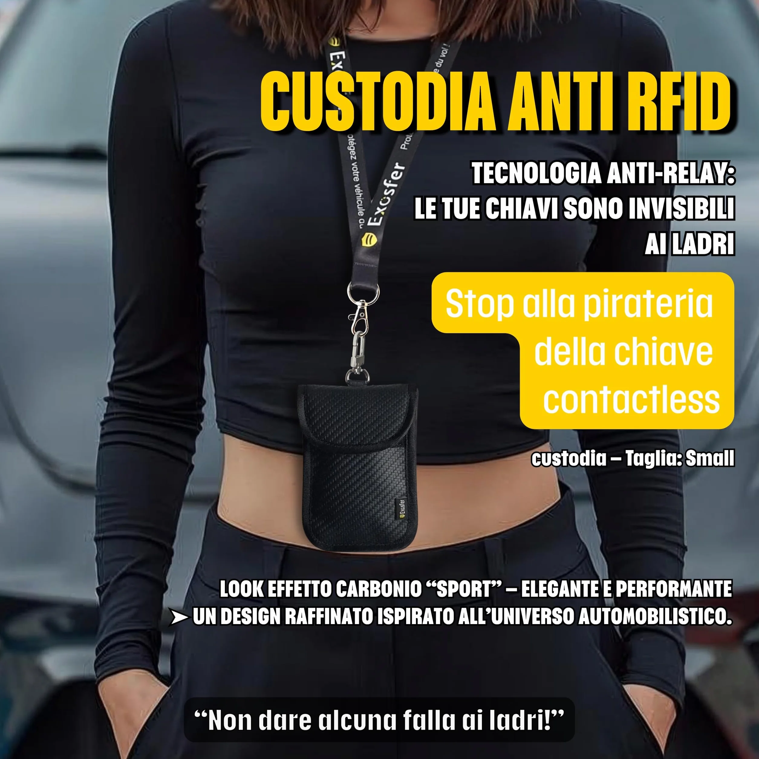 Custodia Anti RFID per Chiave Auto Keyless con Portachiavi, Gabbia di Faraday Antifurto Blocco Segnale Anti Relay Attack