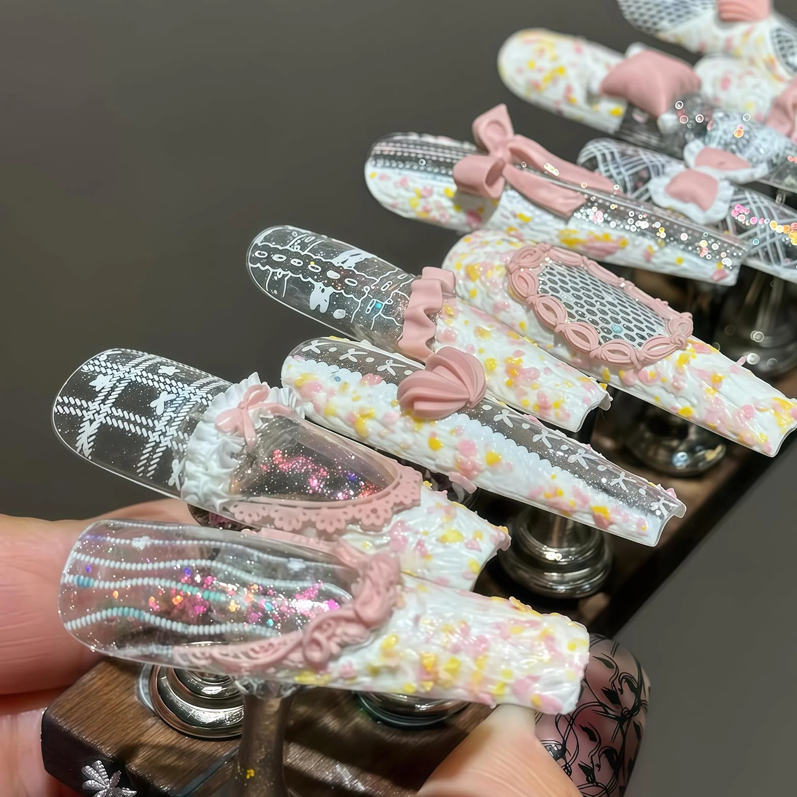 Silikon Stampi per Unghie 3D, Crema Pizzo Design Unghie, Charms Unghie Strumenti in Silicone, Decorazioni per Unghie Accessori per Nail Art