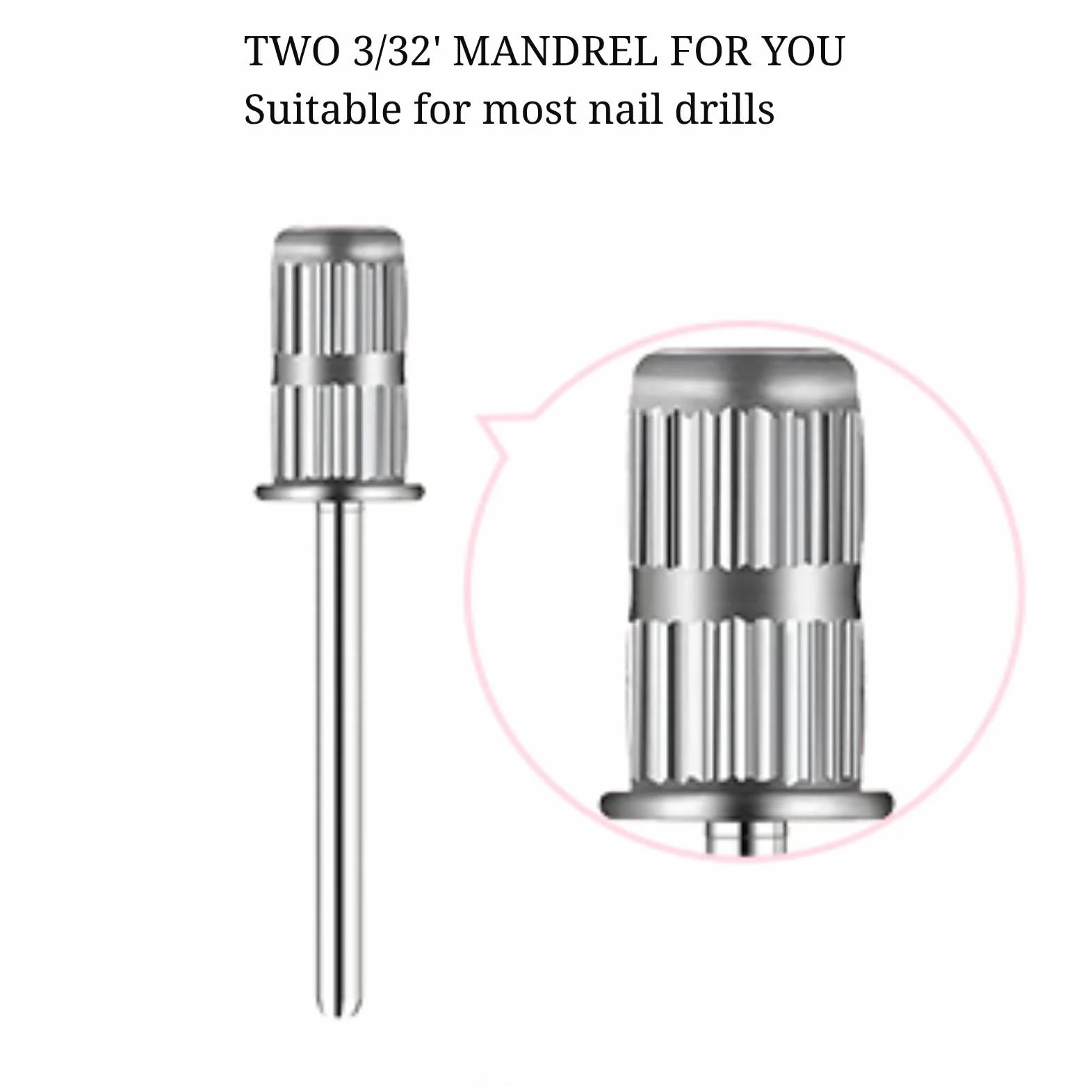 Cilindri Abrasivi Fresa Unghie 100Pz, Grana 180 Bande per Levigatura Unghie Rosa, Bande Levigatrici per Trapano Unghie con 2 Pz Frese 3/32” e Scatola per Accessori Beauty Manicure e Pedicure