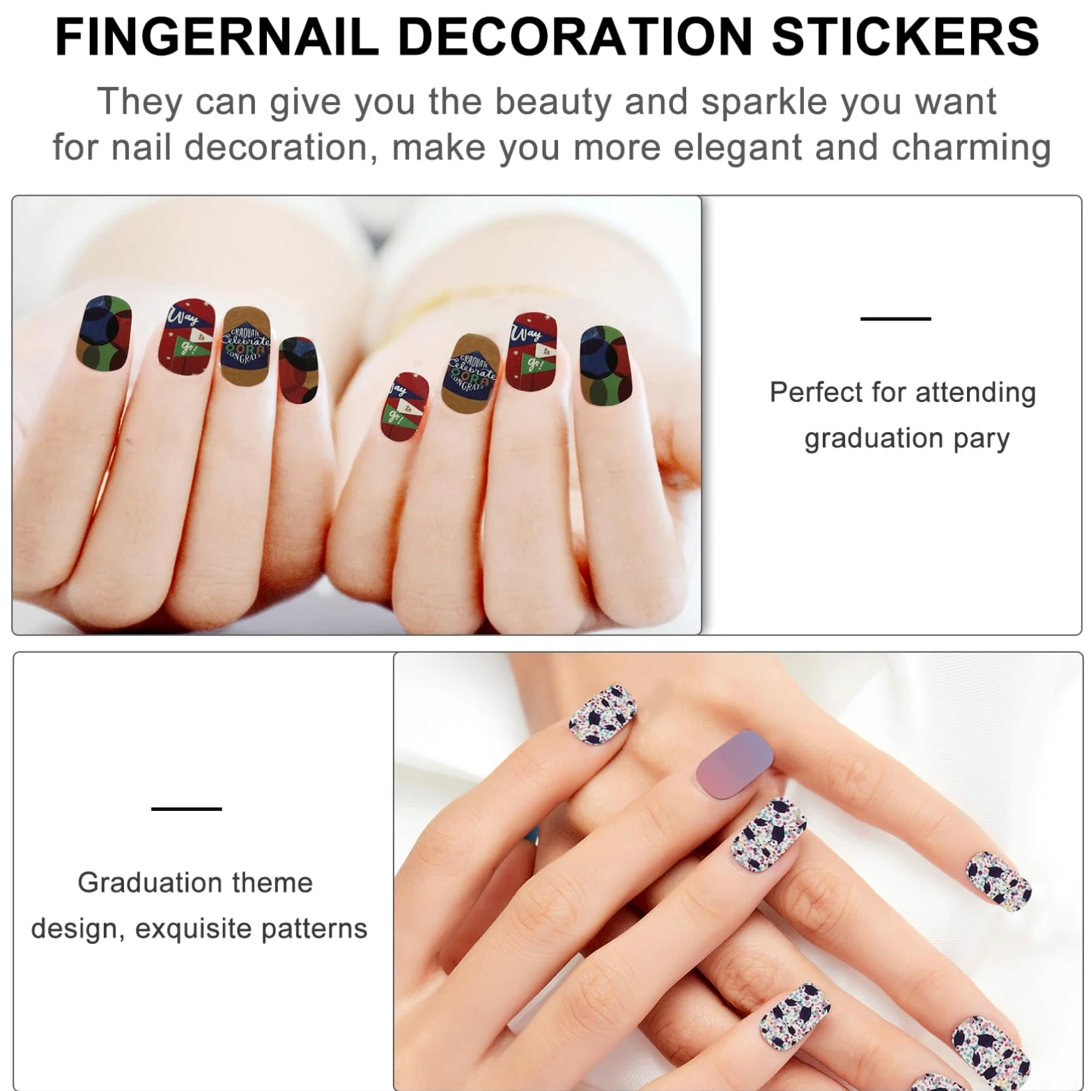 VICASKY 32fogli Adesivi Per Unghie Decorativi Facili Da Applicare Su Unghie Naturali o Artificiali Fantasie Uniche Per Manicure Art Perfetti Per Principianti e Occasioni Speciali