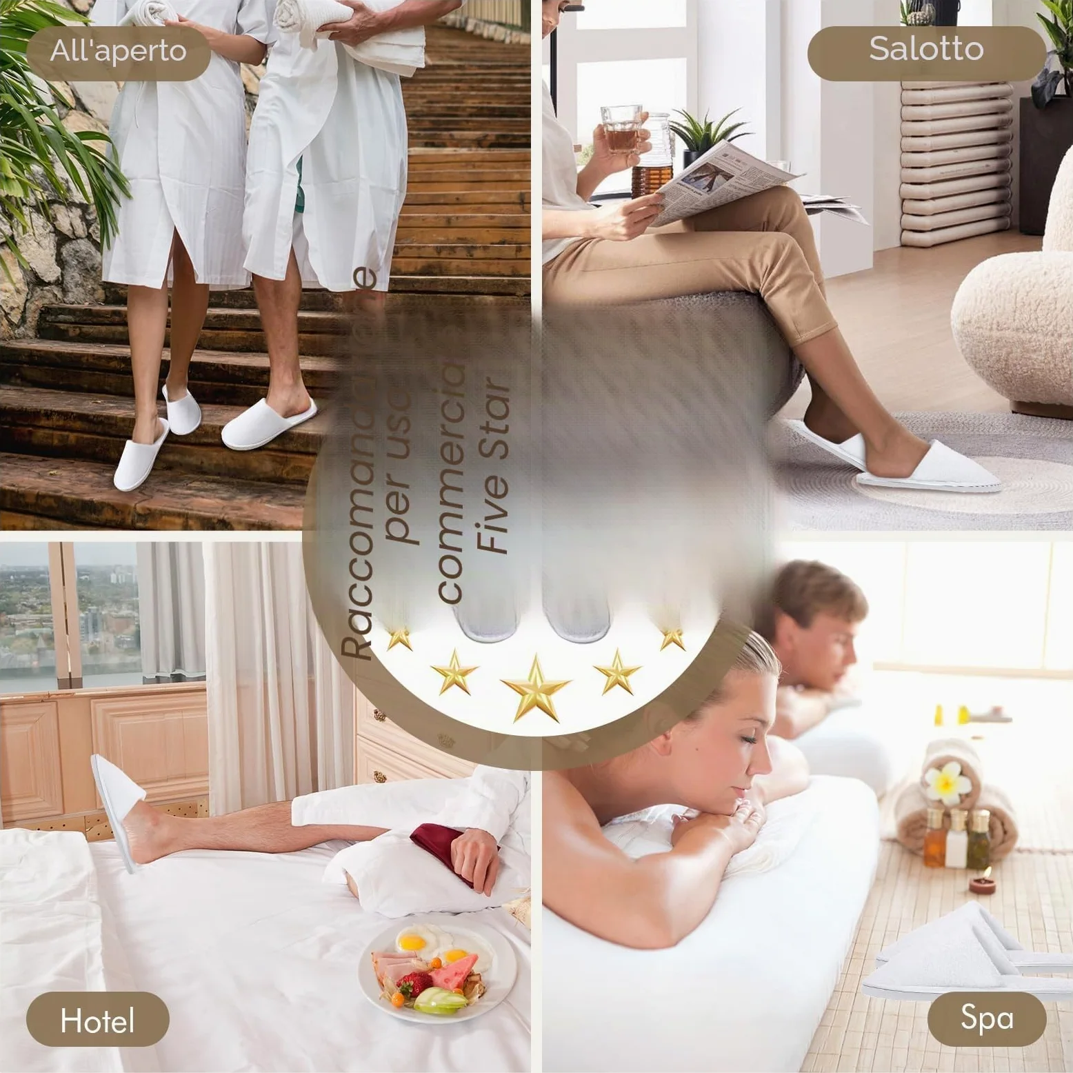 10 paia di slippers per Hotel Bianca Donna Uomo, Pantofole Antiscivolo Monouso, Pantofole Ospite, Punta chiusa, Ciabatte Unisex in Spa e Ospiti