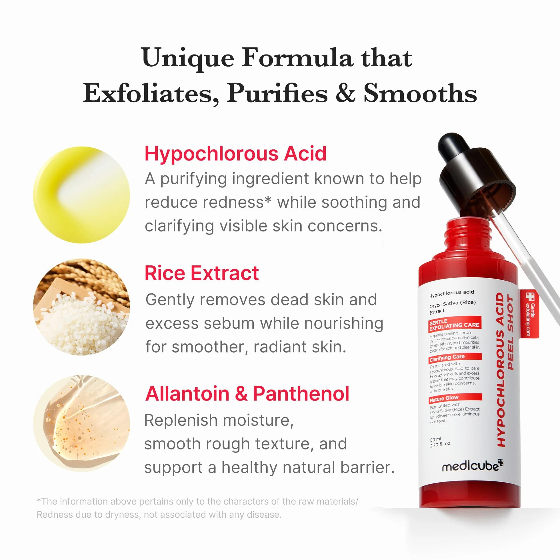 medicube Peel Shot with Hypochlorous Acid | Gentle Exfoliating Serum for Dead Skin Cells & Pores, Blackheads & Excess Sebum Control | Rice Extract, Panthenol for Hydrating & Smoothing Care | 2.7 fl.oz
