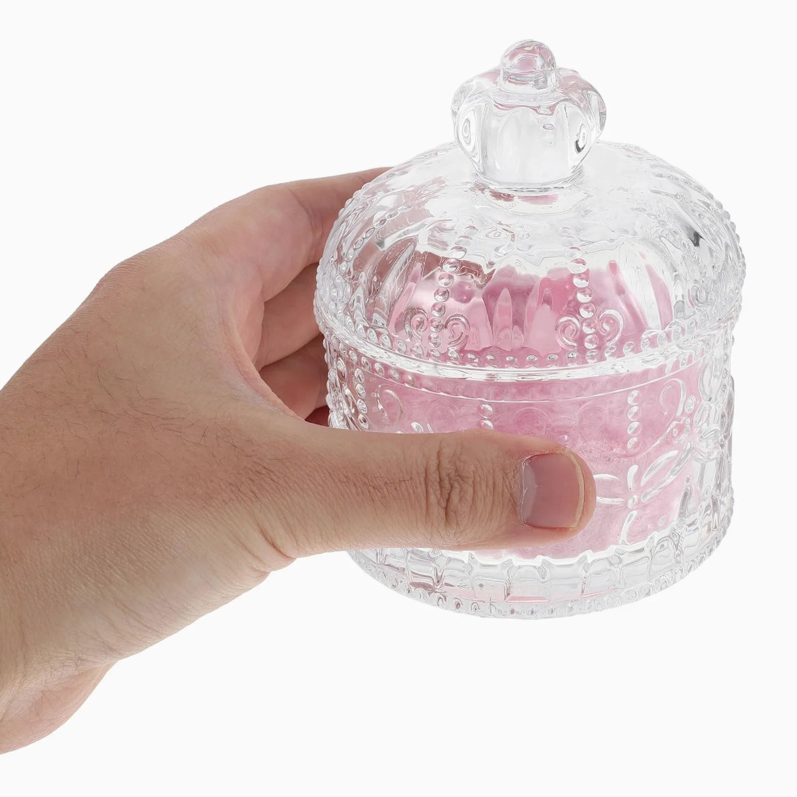 Angoily Piumino di Bellezza per Cipria in Spugna Rosa Leggero e Riutilizzabile Barattolo in Vetro per Ritocchi e Applicazione del Viso in Viaggio Dimensioni 3.34 Pollici
