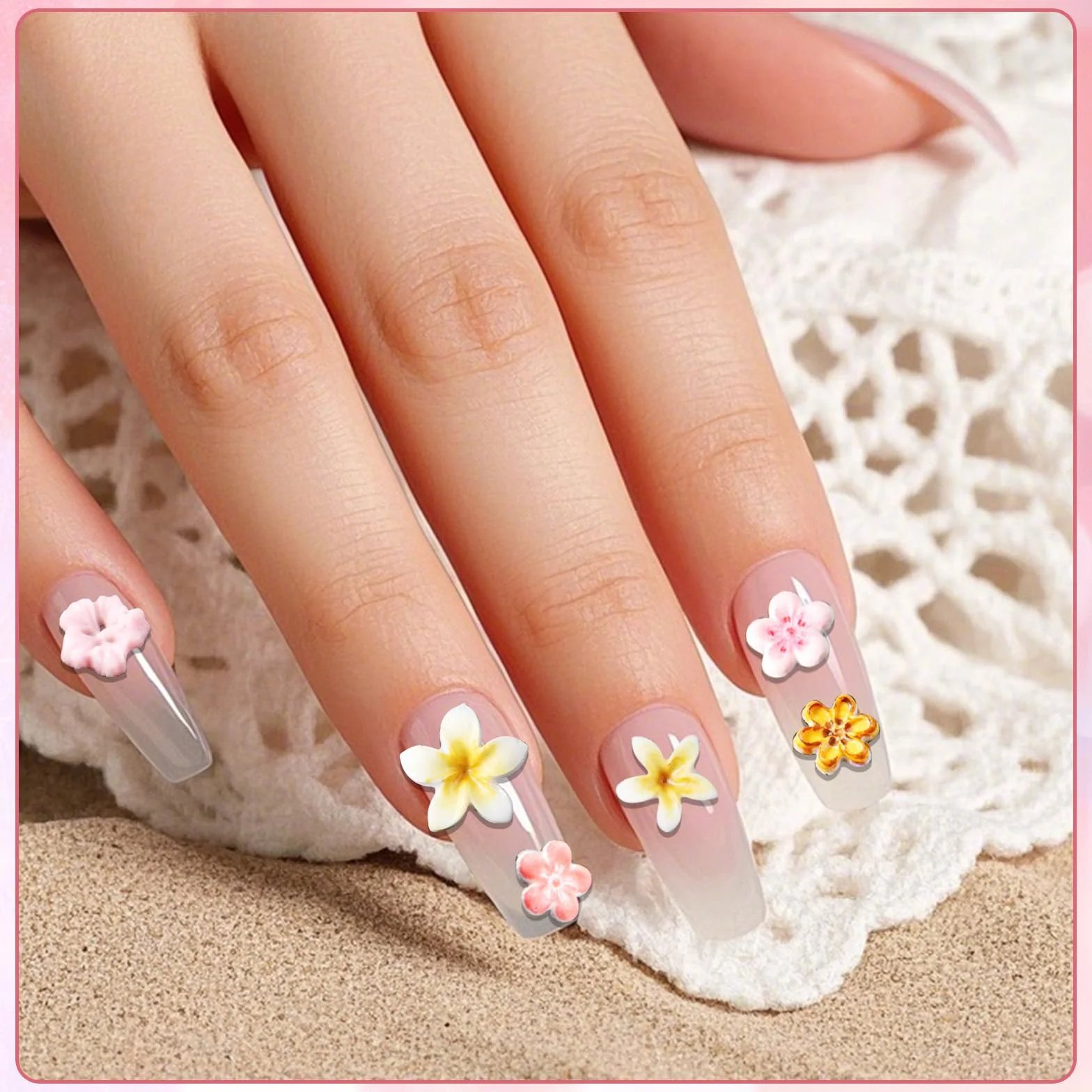 4 stampi in silicone per unghie a forma di fiore, stampi per nail art in gel 3D, stencil floreali, strumenti di design fai da te, accessori per manicure e decorazioni