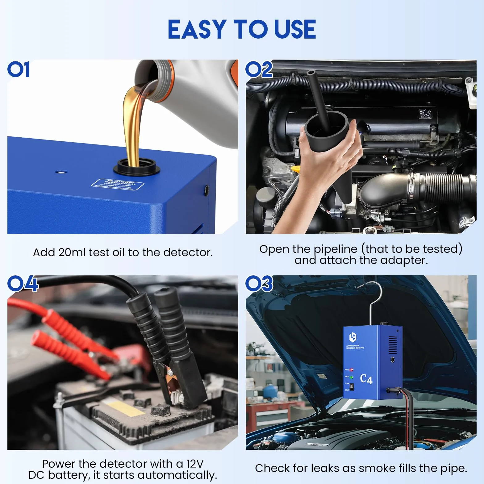 Rilevatore di Perdite 12V ad Alta Precisione per Macchine Fumo Automatico, Aspirapolvere, Carburante e Scarico Auto