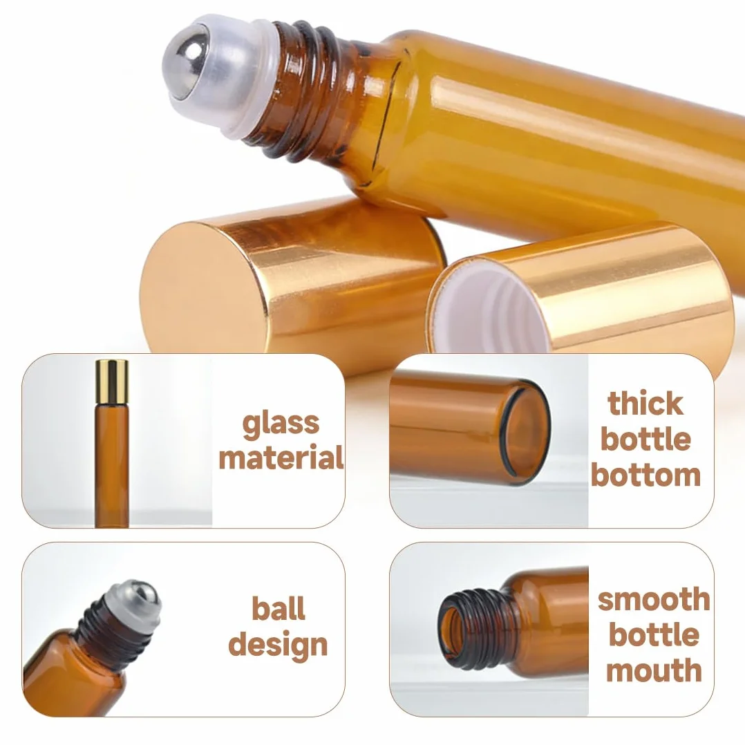 10 Ml Roll On Vuoto Per Oli Essenziali, 10 Pezzi Bottiglie Roll On Per Oli Essenziali, Boccette Vetro Con Sfera In Acciaio Inossidabile, Per Profumi, Oli Essenziali E Cosmetici
