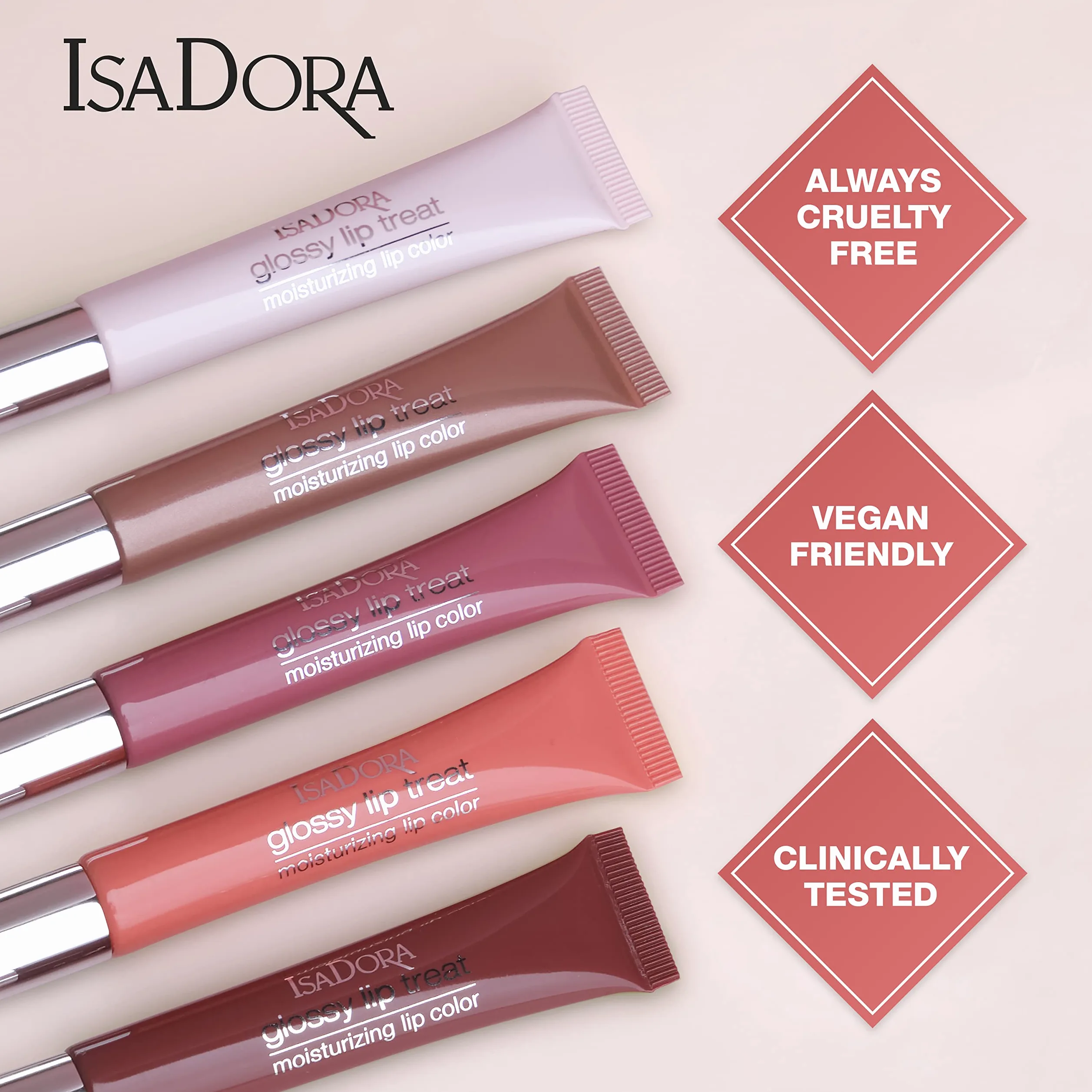 IsaDora Glossy Lip Treat - Lucidalabbra nutriente per labbra piene - Stimola la formazione di collagene - lucentezza unica senza colla - Vegano con burro di karitè - Pink Pearl