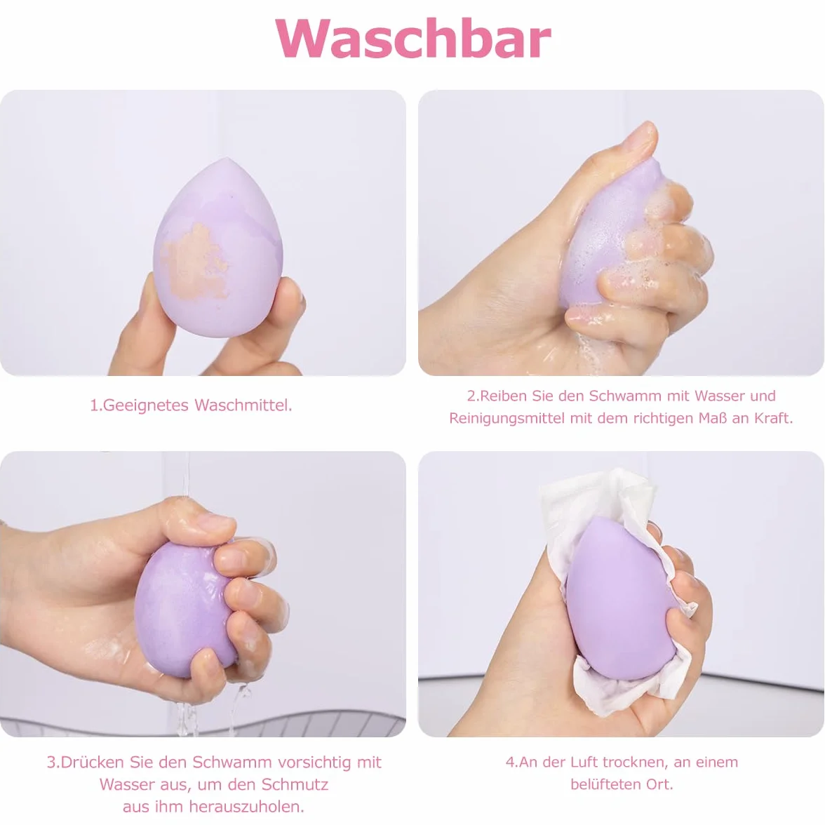 Set di 8 Spugne per Trucco a Forma di Uovo Lavabili e Sostituibili per Fondotinta Liquido