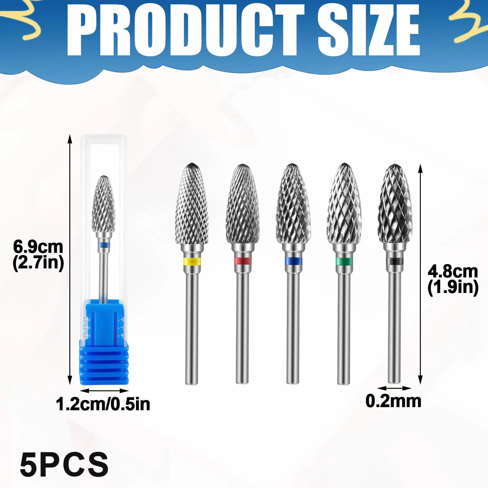 Punte per fresa in tungsteno, carburo di tungsteno, strumenti professionali per manicure