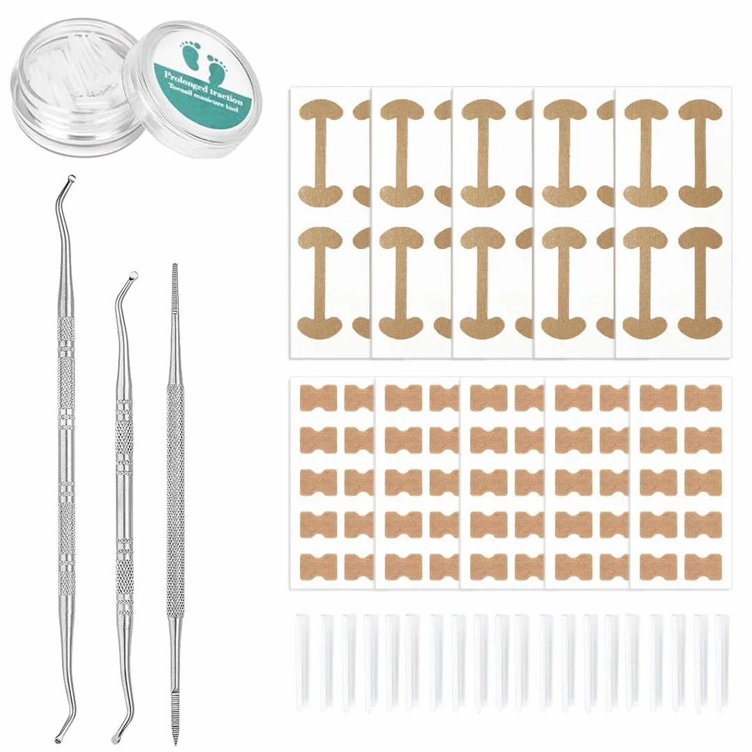 YAYNO Set Correttore per Unghie Incarnite con Cerotti Traspiranti Strumenti Pedicure Correzione Unghia Piede