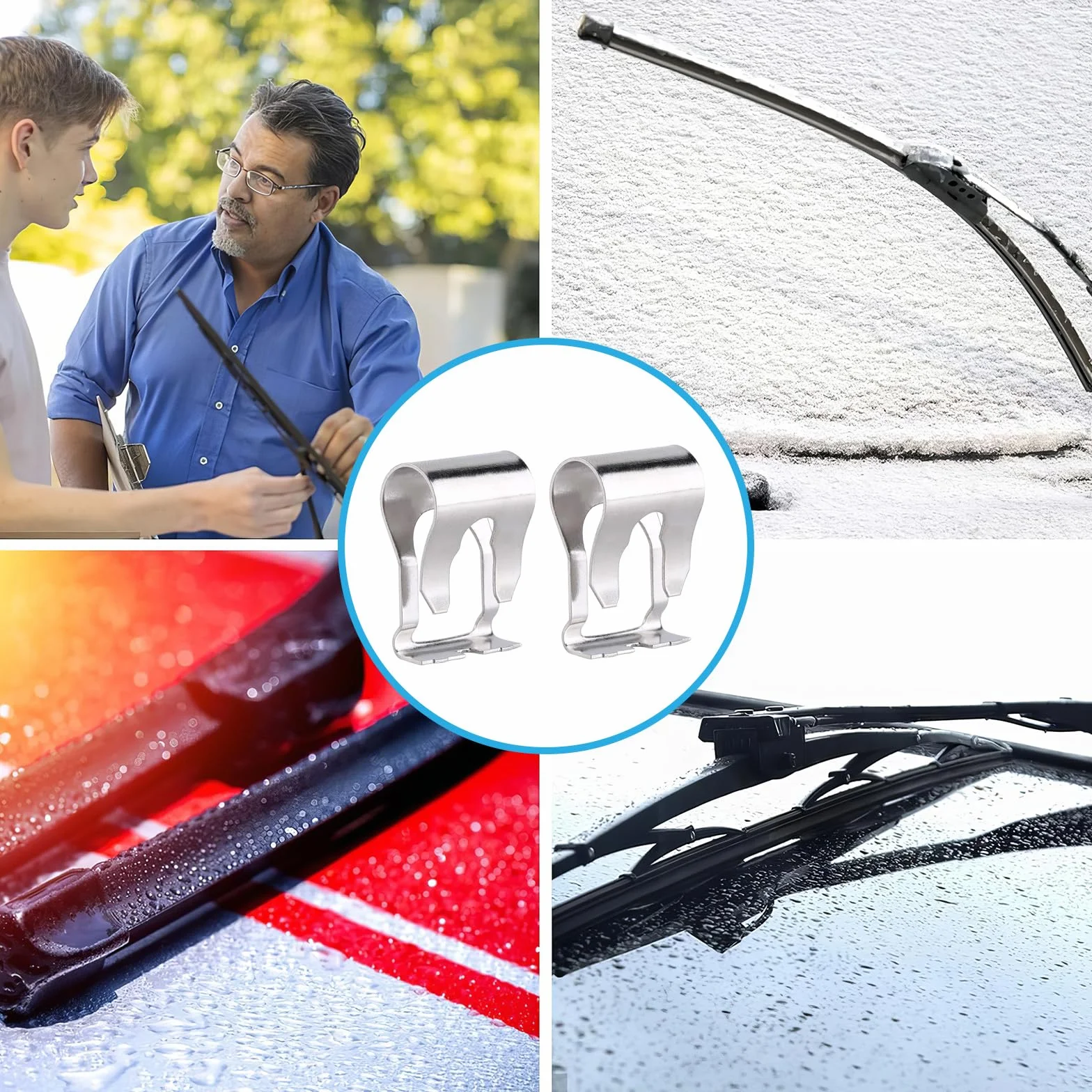 Clip Tergicristallo Punto Ricambio Giunto Motorino Kit Riparazione Collegamento Argento 6 Pezzi