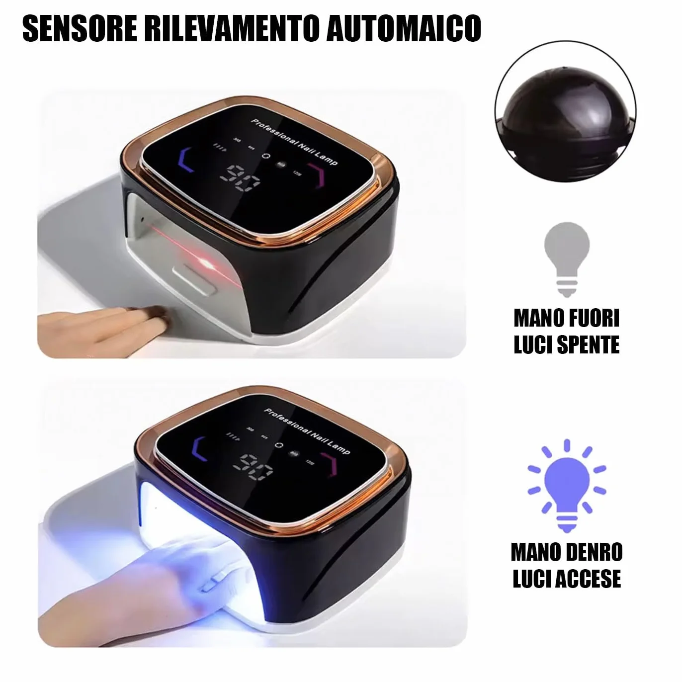 Lampada LED UV Ricaricabile per Unghie – 36 LED, Asciugatura Professionale per Smalto Gel, Manicure e Nail Art