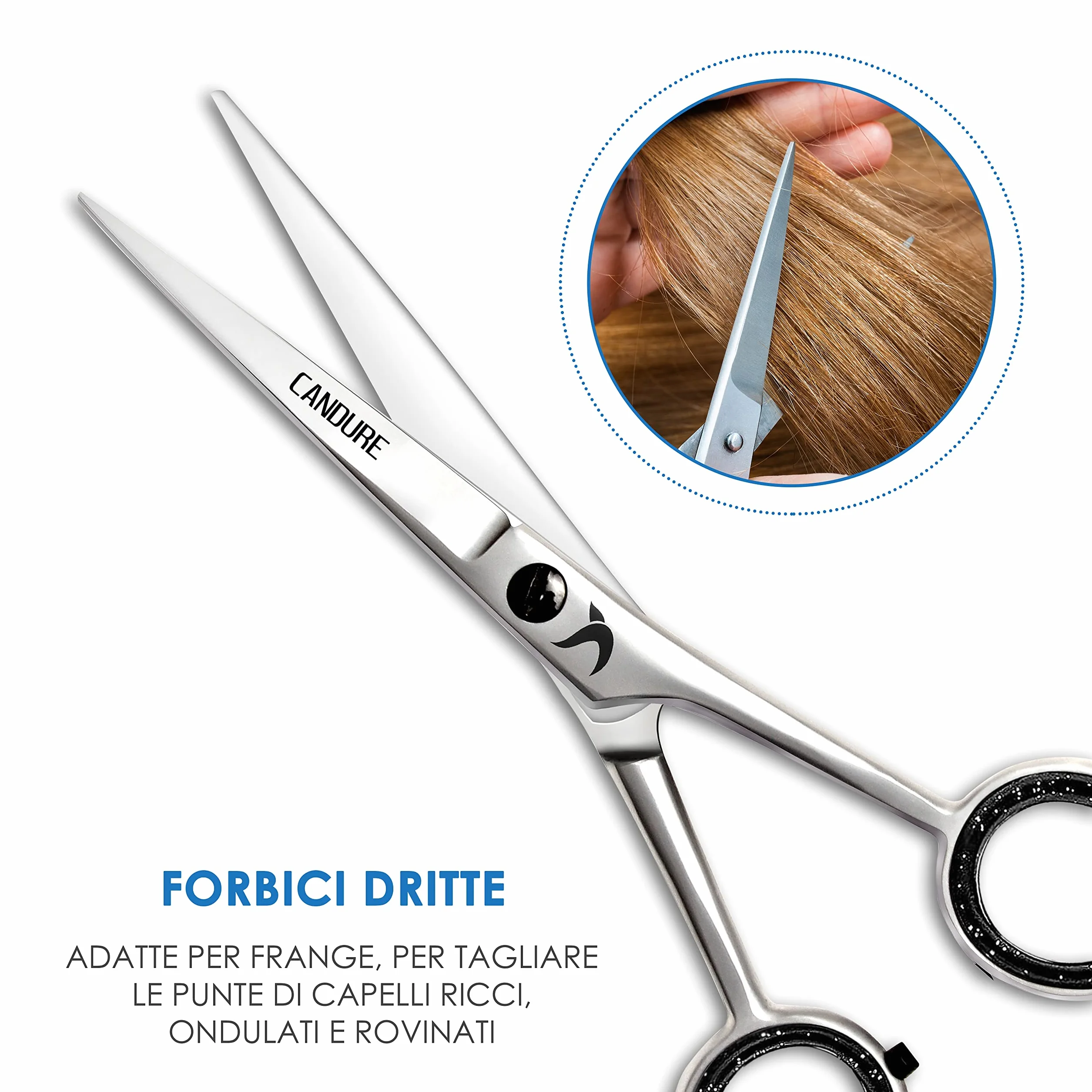 Forbici Parrucchiere Professionali 6.5" Acciaio Inossidabile per Taglio Capelli Barbiere Argento