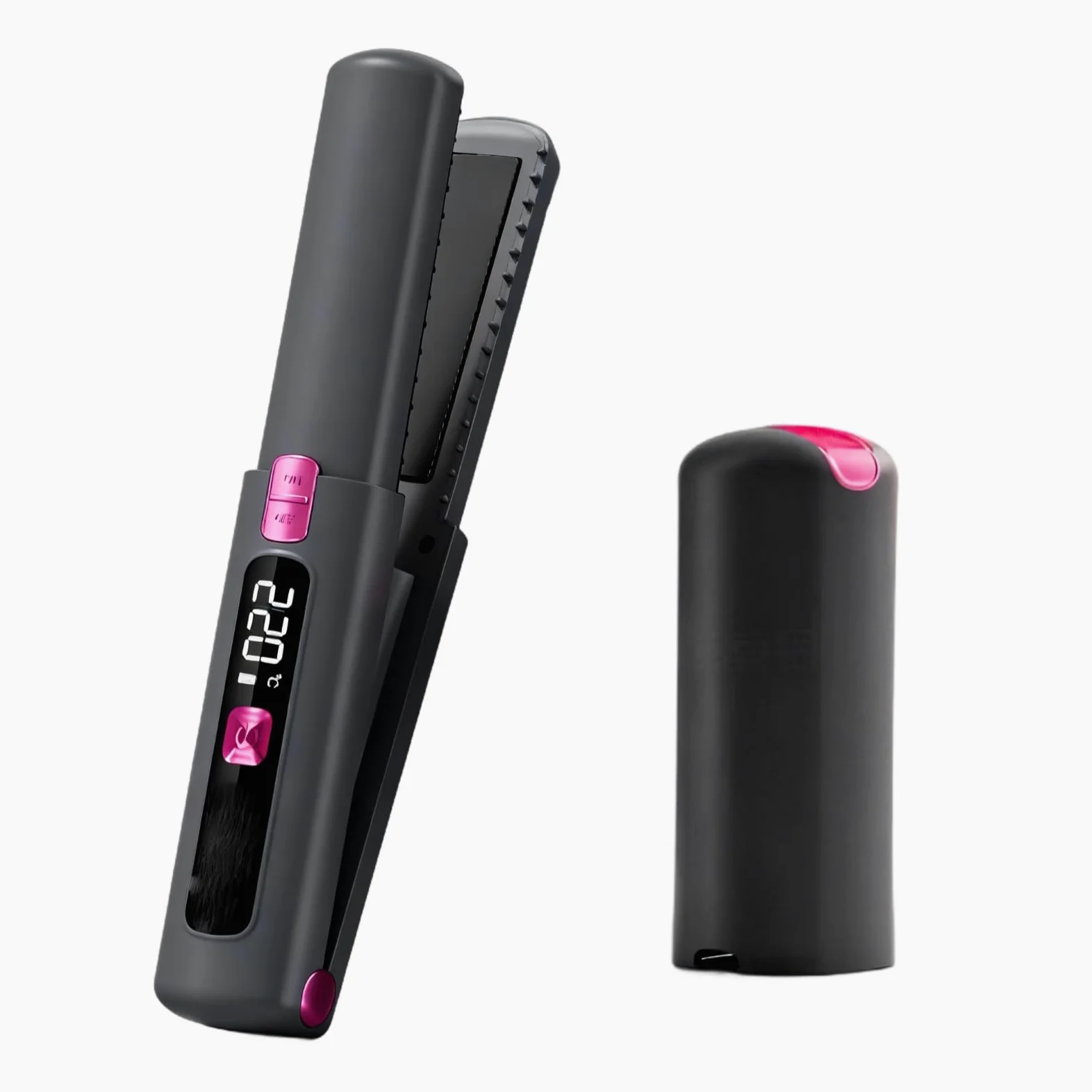 Piastra per capelli senza fili, 2 in 1, mini piastra portatile per lisciare e arricciare, 6 impostazioni di temperatura, batteria da 4500 mAh, ricaricabile tramite USB C, display LCD, rivestimento in
