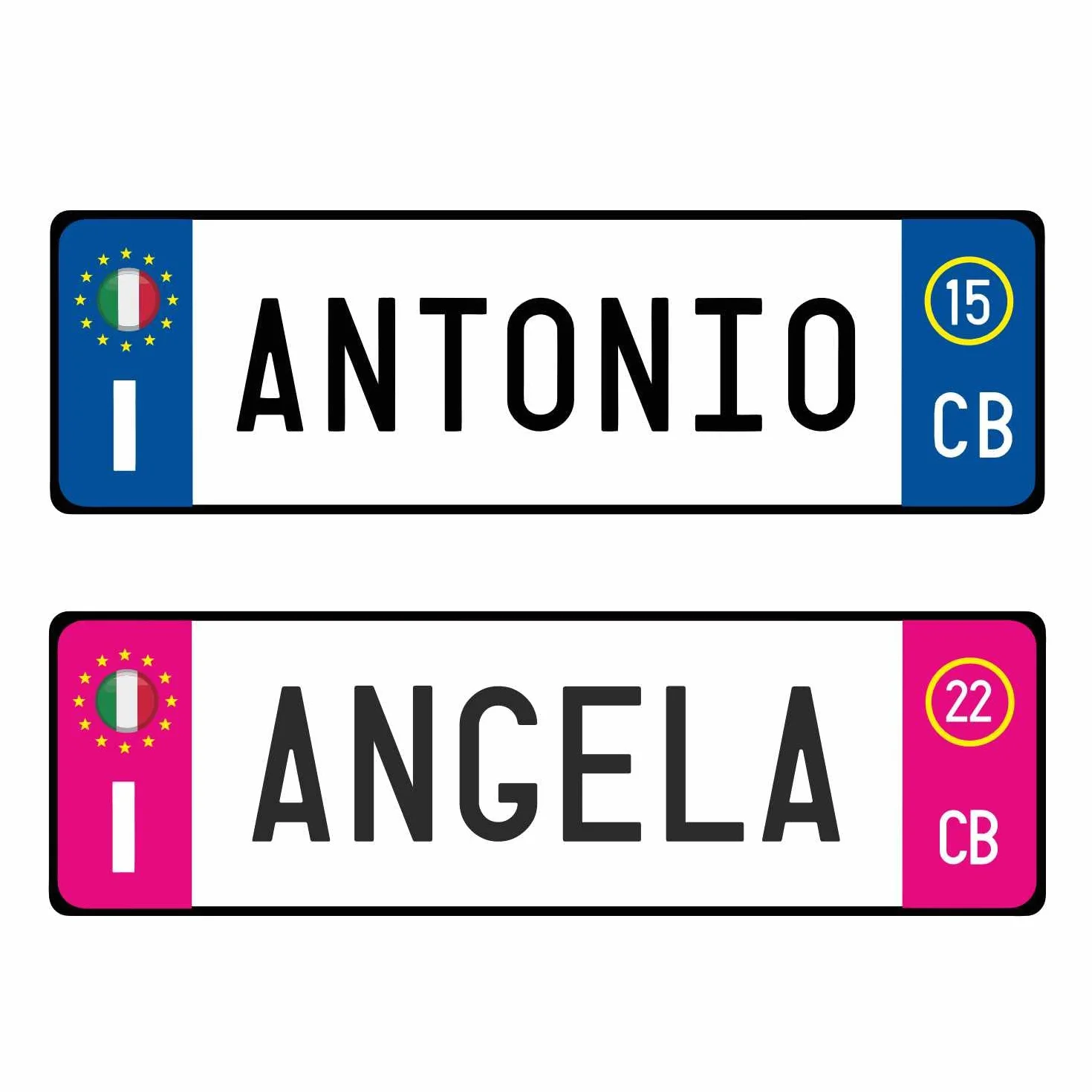 Targa auto personalizzata in alluminio 3 mm 36x11 cm con fissaggio a scelta biadesivo, Fixer o ventose