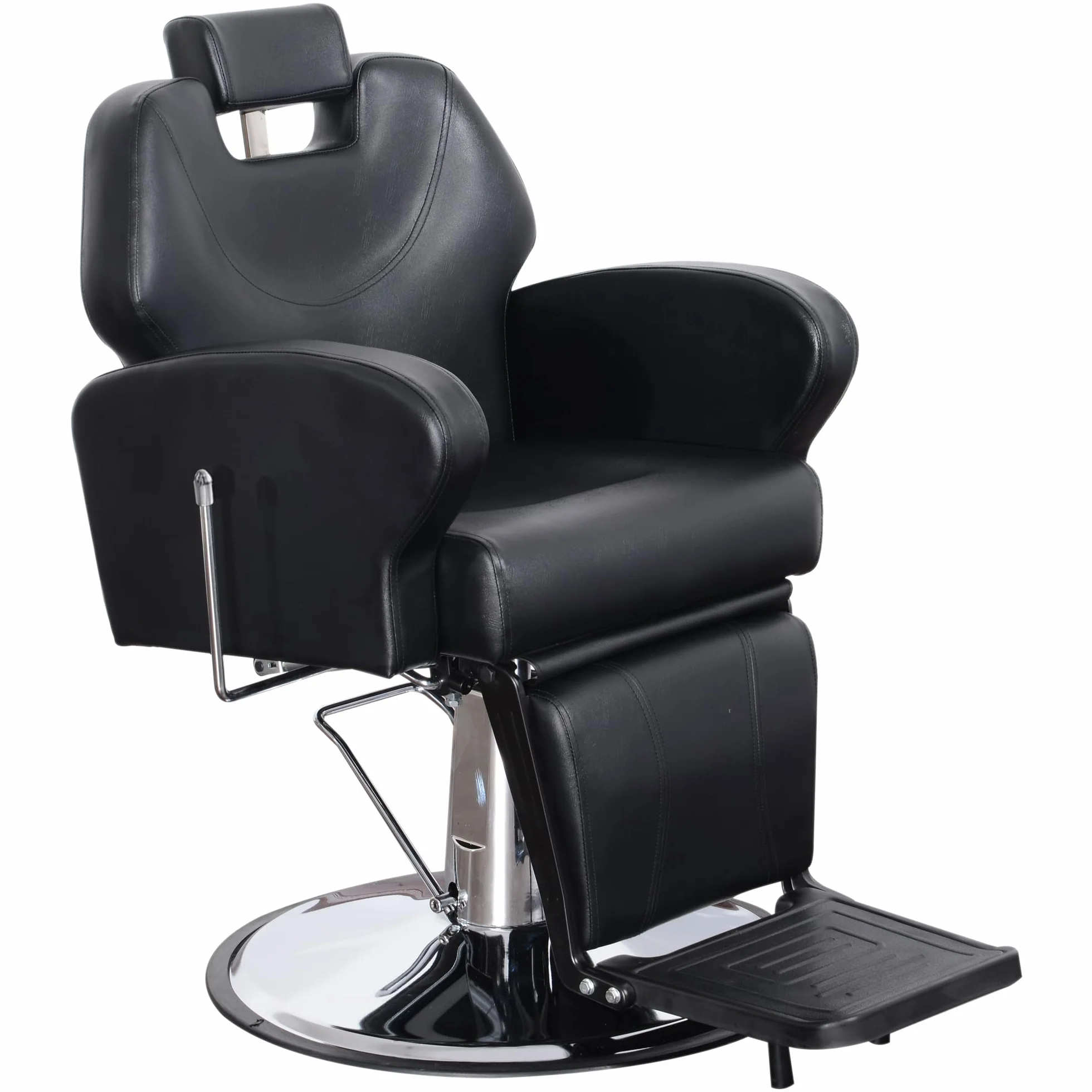 BarberPub Poltrona da Barbiere Regolabile Girevole Reclinabile Idraulica Sedia Parrucchiere Salone di Bellezza Tatuaggio Nero 8907BK