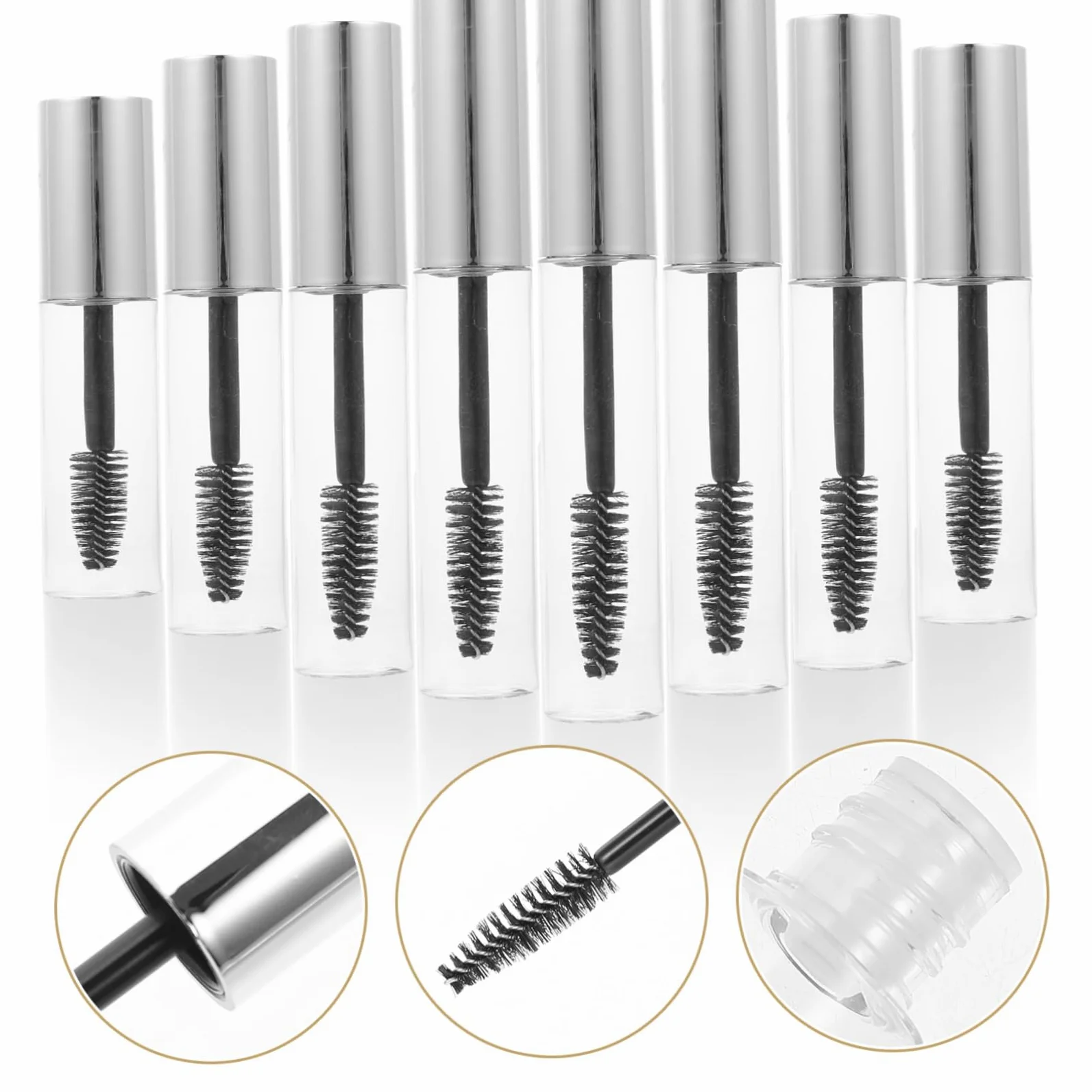 minkissy 3 Set Di Mascara Biologico Per Ciglia Tubo Vuoto Da 10 Ml Ricaricabile Per Strumenti Cosmetici 8 Pezzi * 3
