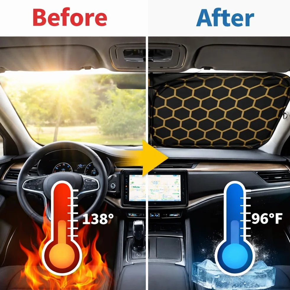 Parasole Auto Parabrezza Interno Pieghevole Riflettente Protezione UV 142x70cm
