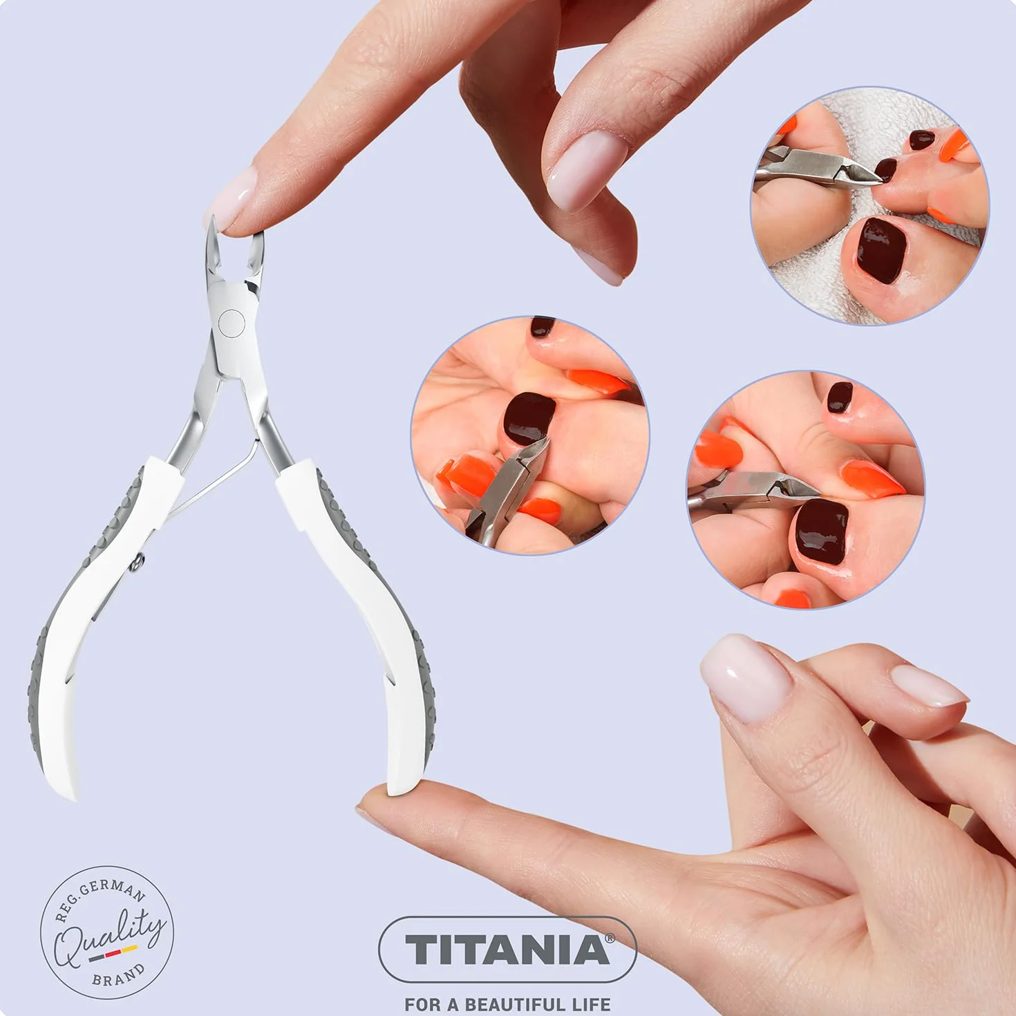 TITANIA Tagliacuticole acciaio inox professionale per manicure e pedicure