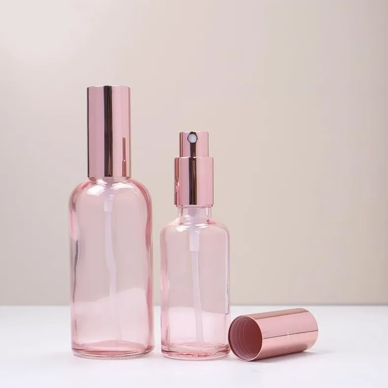 Mini Bottiglie di Profumo da Viaggio, Atomizzatore di Profumo 1pc Bottiglie di Profumo Ricaricabili 5ml-100ml Coperchio Rosa Vetro Rosa Liquido Pipetta Nebulizzazione Bottiglia Spray Ricaricabile (Col