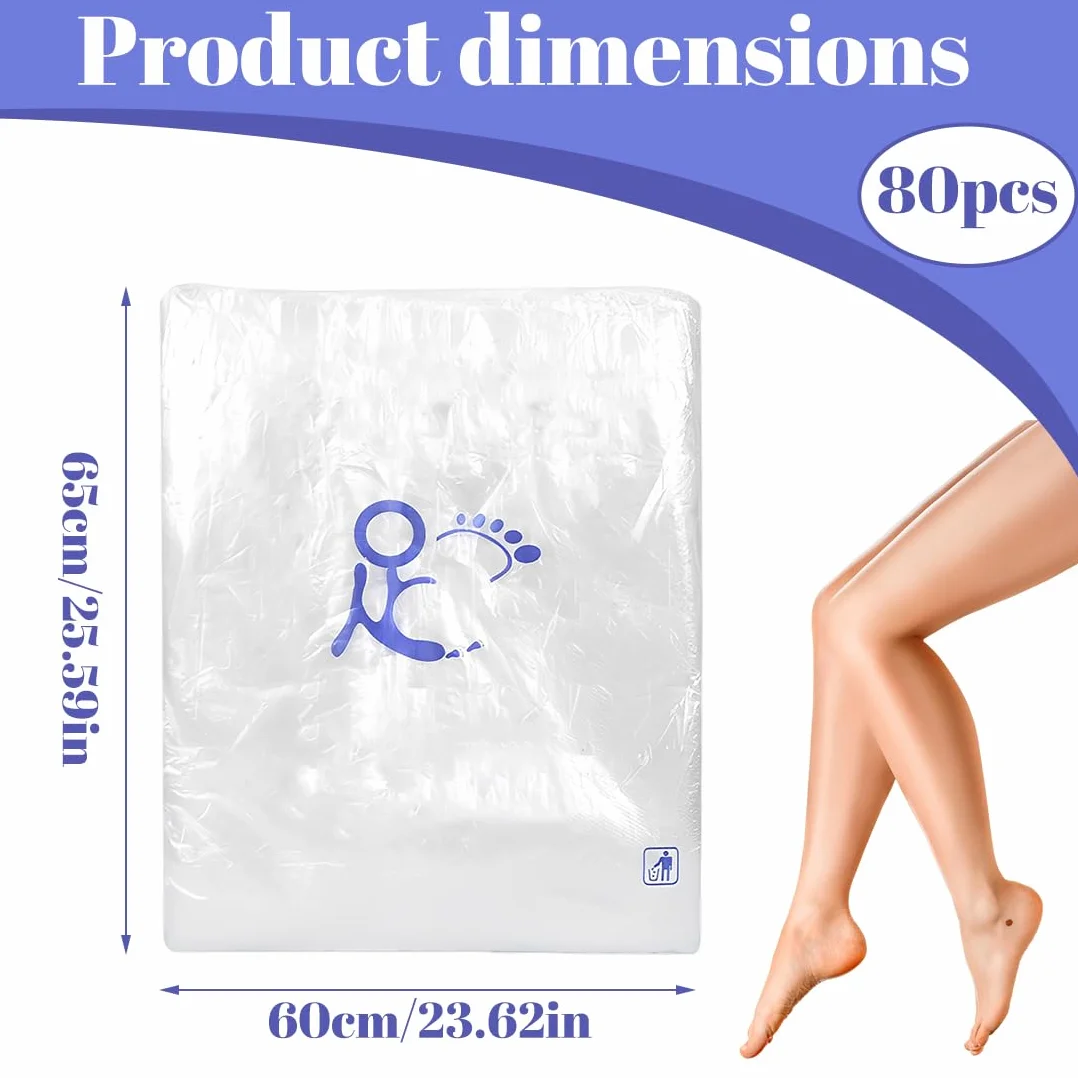 Sacchetti Monouso per Pediluvio 80 Pezzi 65x55cm, Buste Igieniche per Pedicure SPA Podologia, Sacchetti Plastica Resistenti per Vaschetta Pediluvio Trattamenti Piedi
