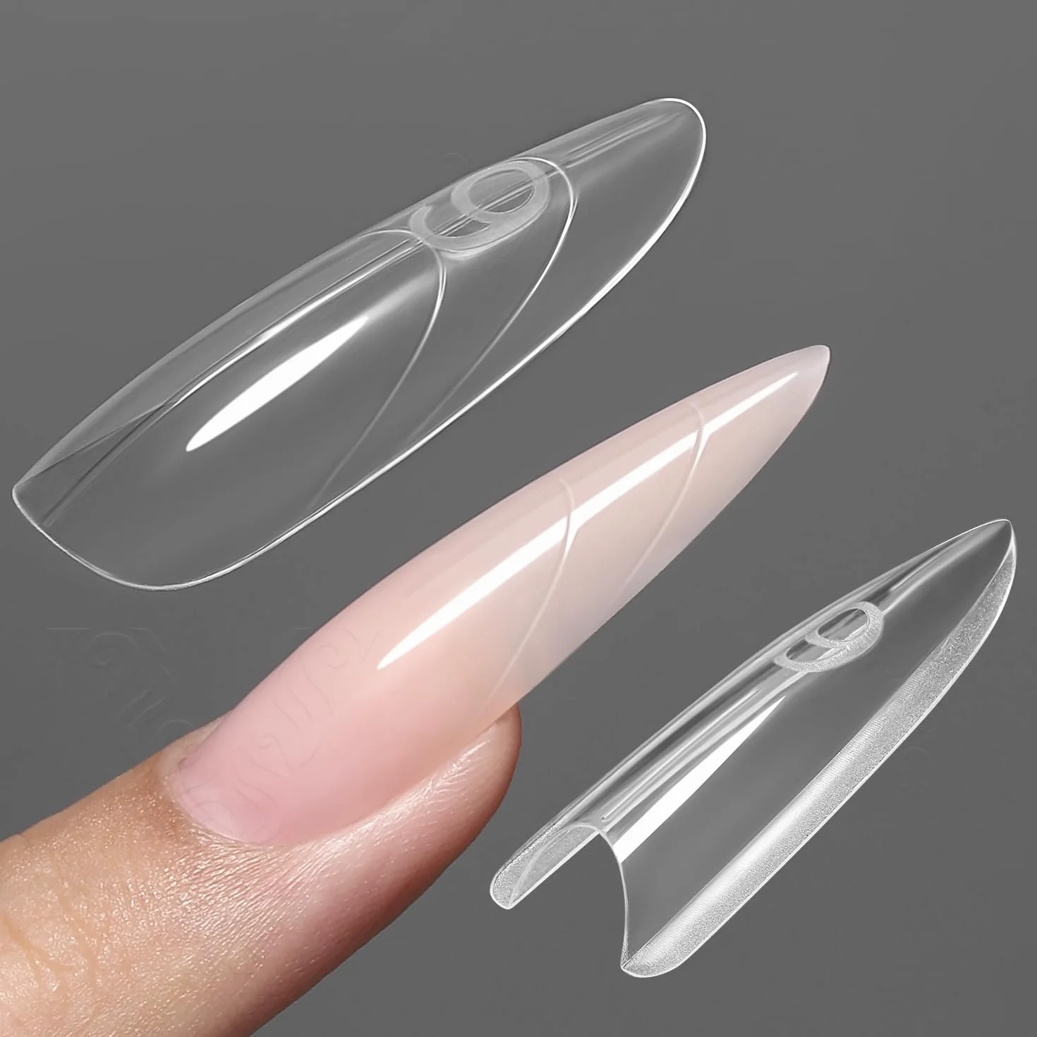YOKE FELLOW Terminali per Unghie Finte - Modello a Sandwich per Estensione Rapida delle Unghie, Senza Carta, Modelli in Gel UV Cristallo