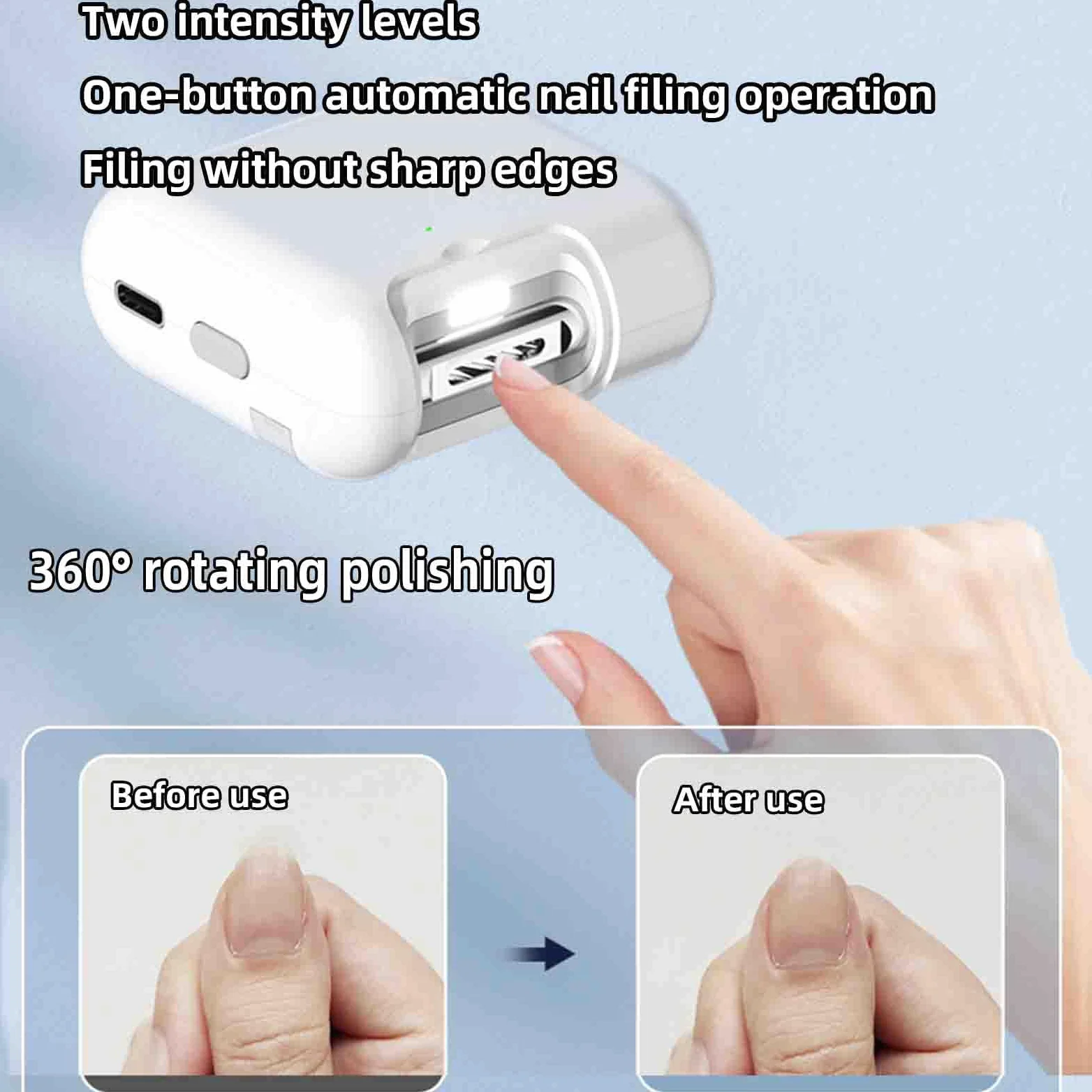 Tagliaunghie Elettrico Uomo Professionale Taglia Unghie Per Mani Tronchesino Automatico Impedisce Che I Frammenti Di Unghie Volino Ovunque Ricaricabile Automatica (White,55x56x25 mm)