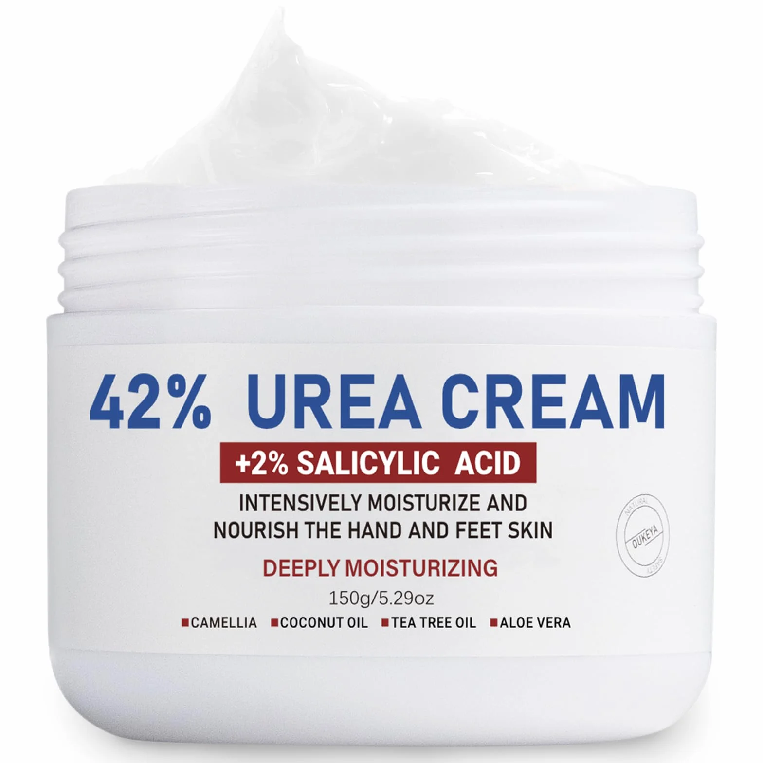 OUKEYA Crema Urea 42% Acido 2% per Piedi Mani Corpo Secco Screpolato, Rimuove Calli Duroni