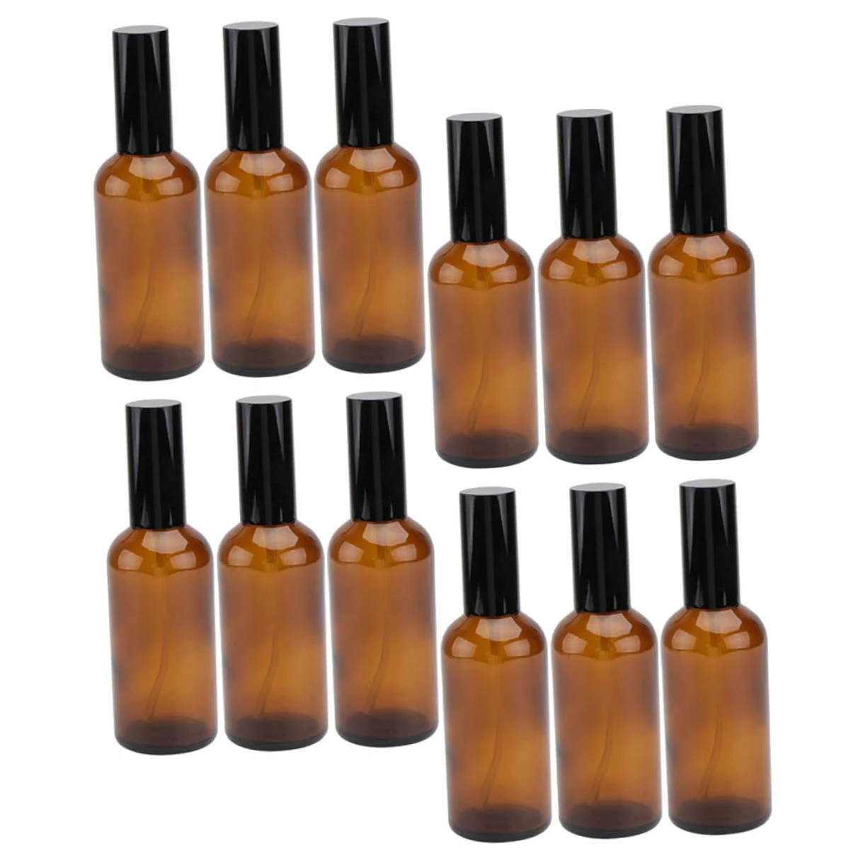FRCOLOR Set 12 Pezzi Flaconi Spray da Viaggio in Vetro Ambrato 30ml, Design a Perdita Zero e Resistente per Olio Essenziale, per Viaggi e Uso Quotidiano