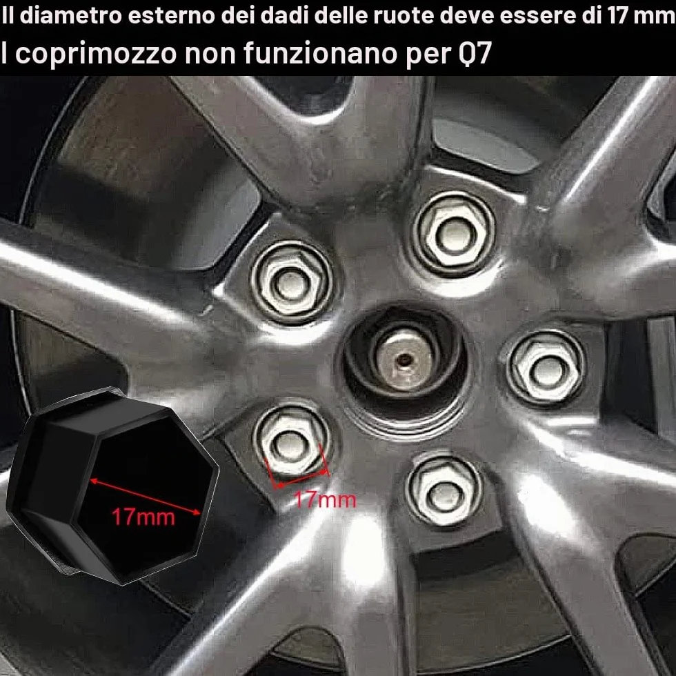 Gebildet 24 Pezzi Copridadi Ruota 17mm Copridadi Bullone Ruota, Copridadi Esagonali per Pneumatici con Set di Strumenti di Rimozione per Auto (Nero)