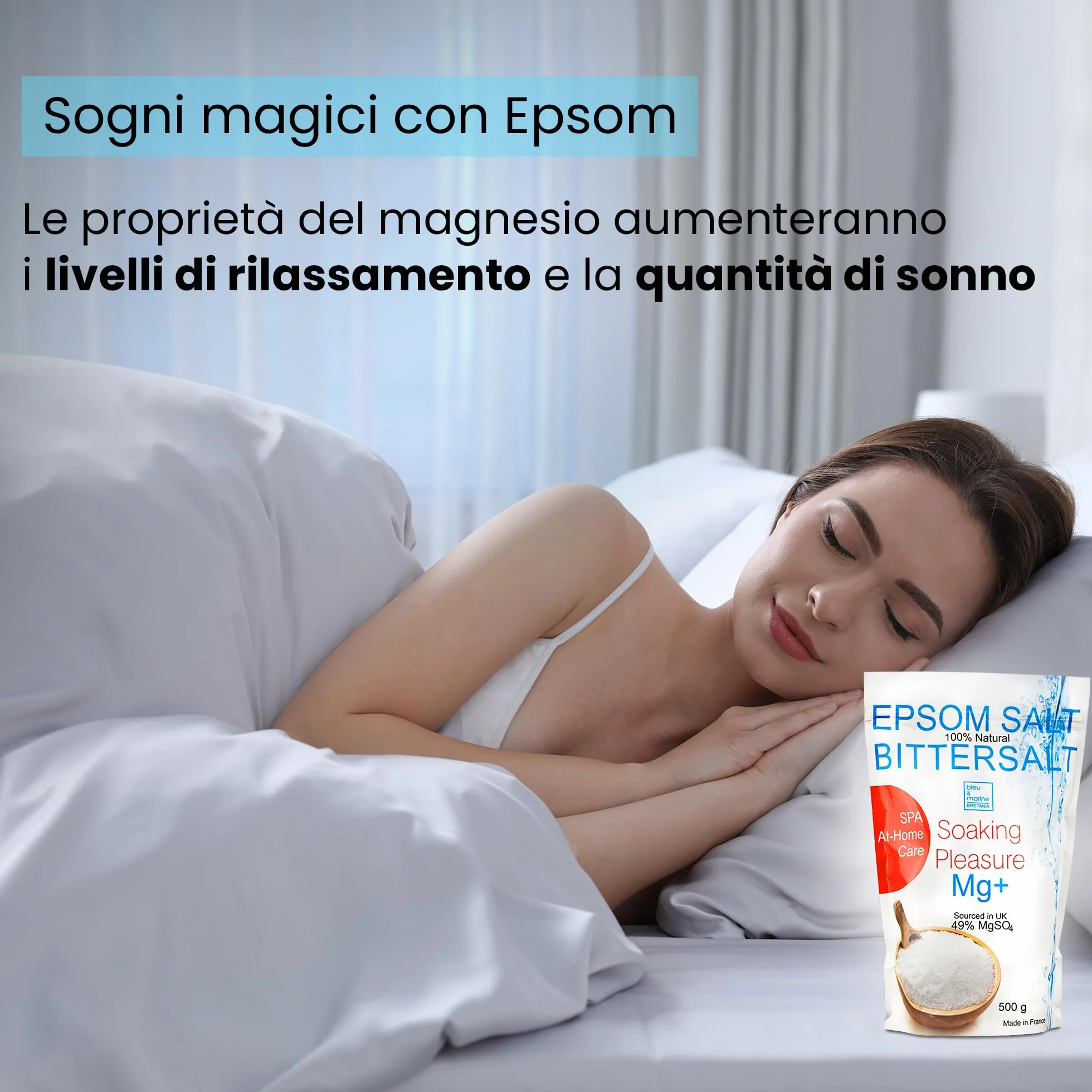 Sali da Bagno, Sali di Epsom, Detox, Magnesio Naturale, Rilassante Muscolare, Pedicure Antimicotico, Fertilizzante per Piante, 7000g