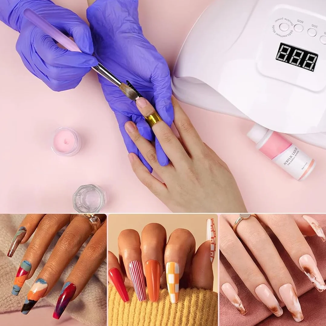 Set di 5 pennelli per unghie – Pennello professionale in gel e acrilico per unghie – Pennello gel per nail art – Pennello acrilico per unghie – Set di pennelli per unghie in gel