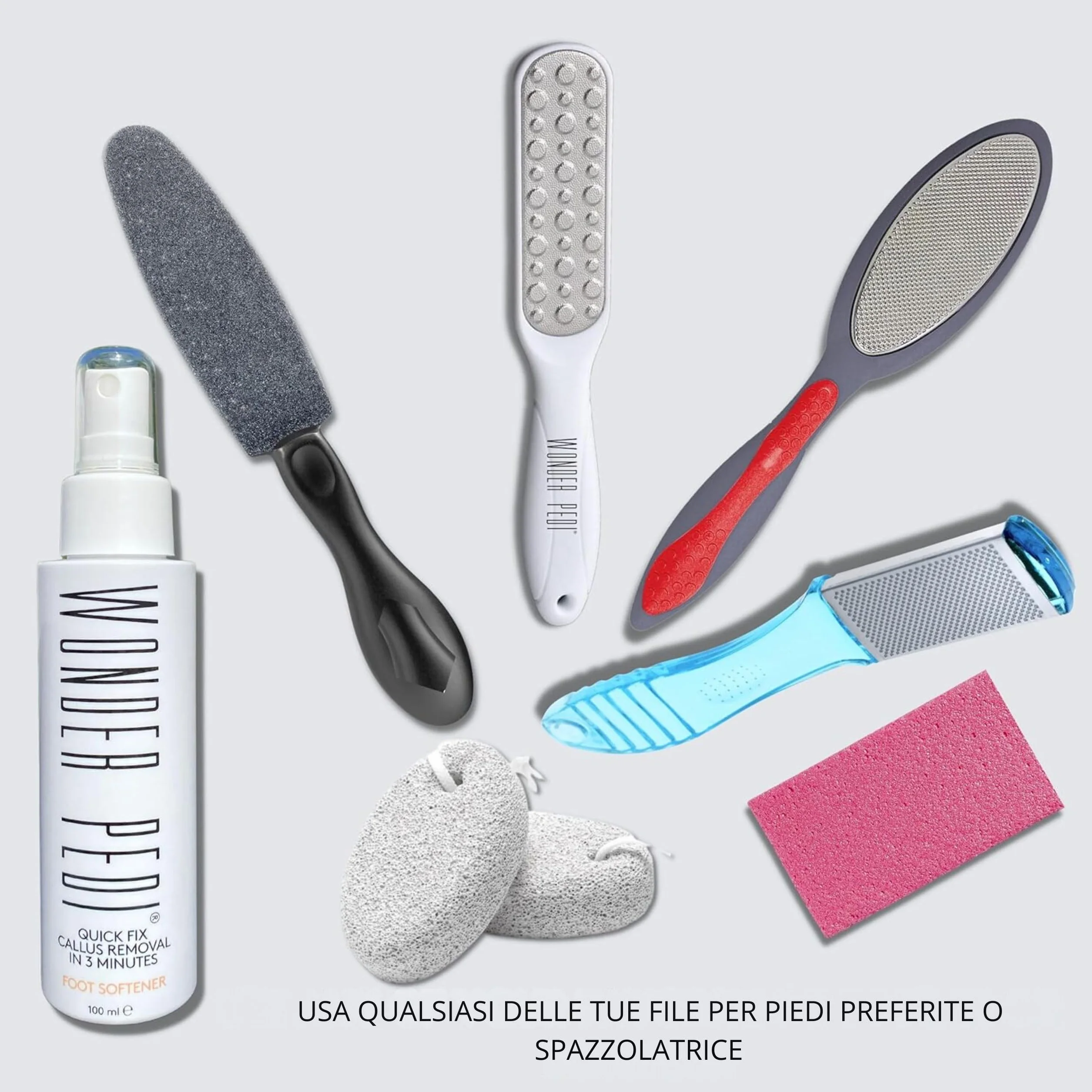 Spray esfoliante istantaneo per rimuovere i calli, rimuove la pelle morta e talloni screpolati, trattamento pedicure per la casa, funziona con qualsiasi lima o scrubber per piedi. Wonder Pedi