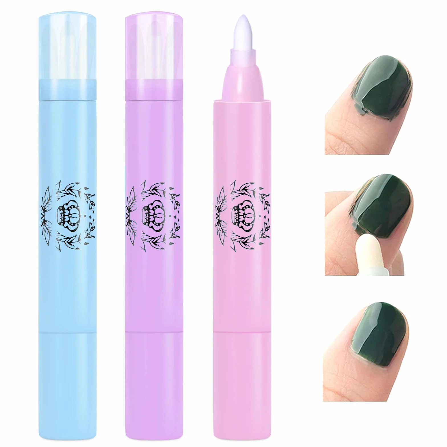 Nail Remover Correzione Pen 3 Pezzi con 9 Punte di Ricambio Rimozione Smalto Senza Solvente