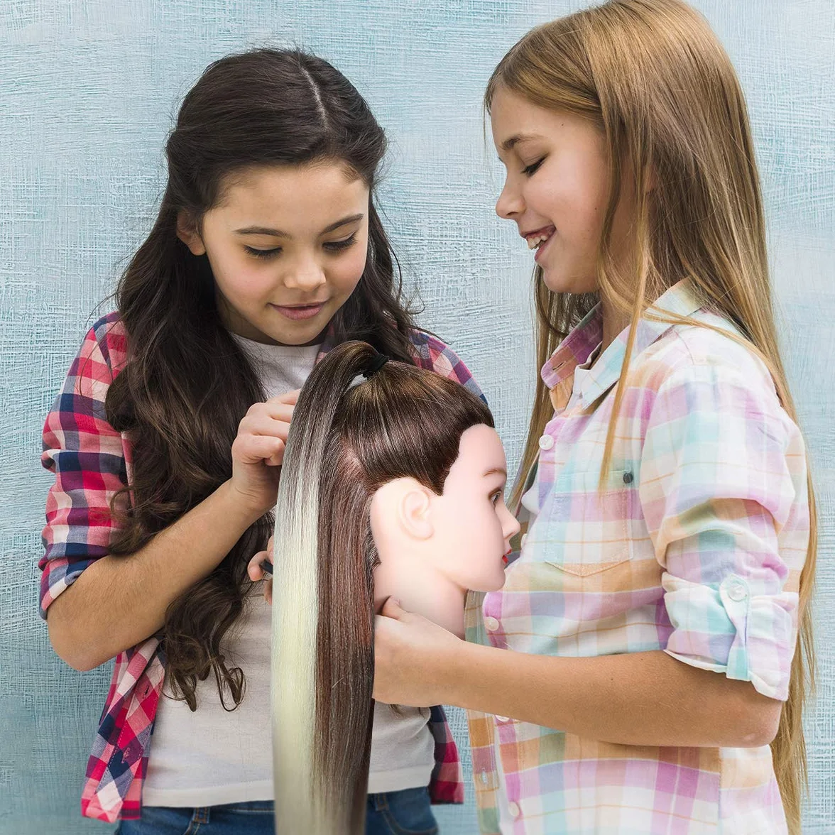 Testina Parrucchiere 26" Capelli Sintetici Morbidi con Staffa e Accessori
