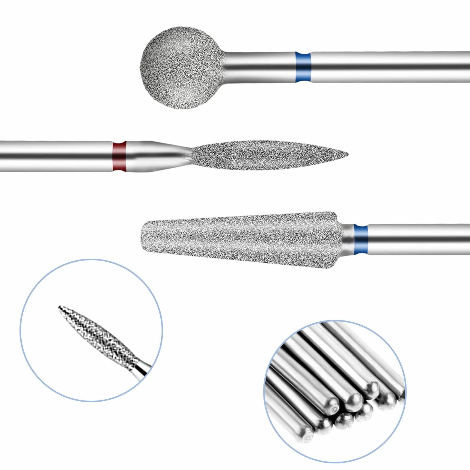 Qianyu Set 3 punte per fresa unghie lega tungsteno metallo duro professionali manicure pedicure