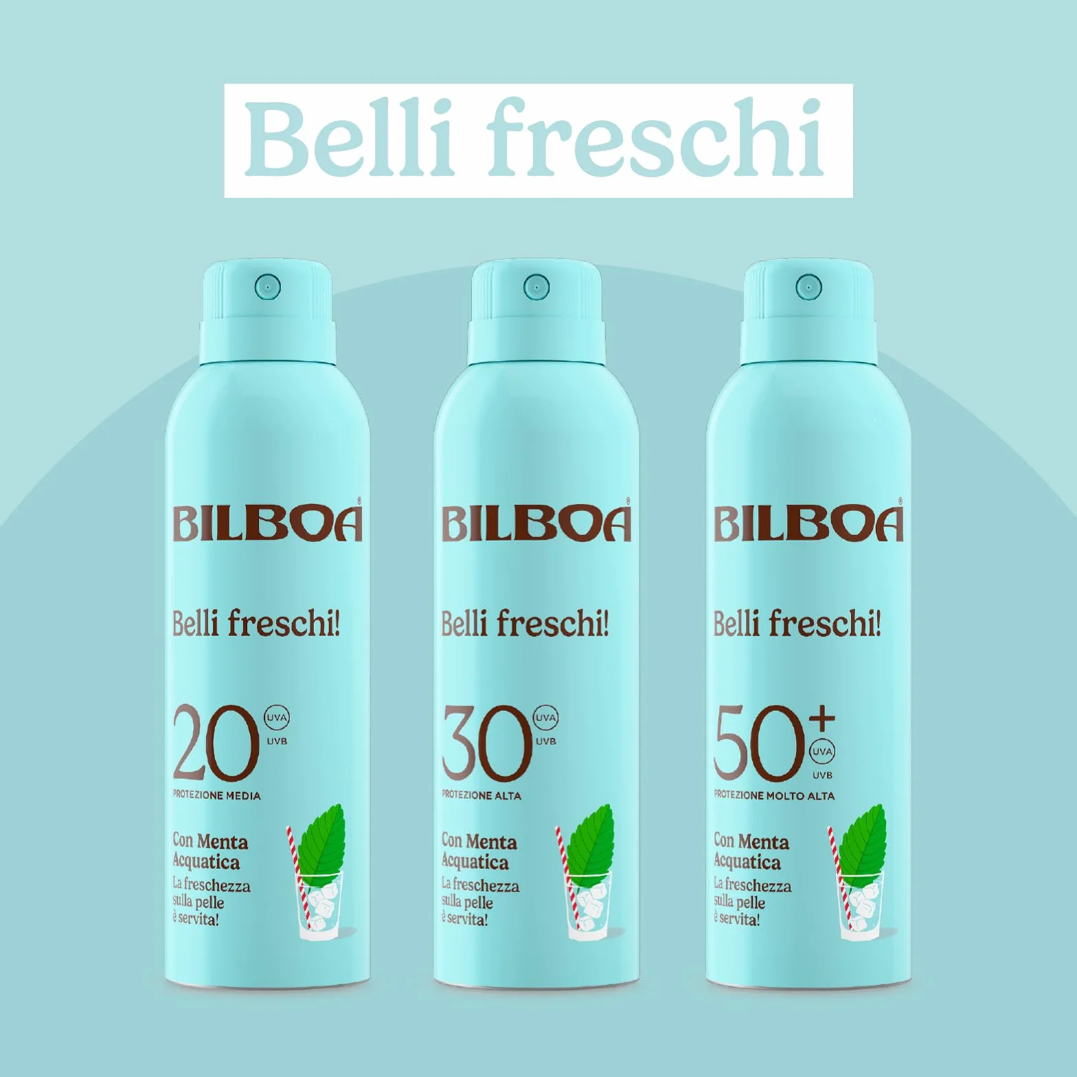 Bilboa Belli Freschi Protezione Solare SPF 50+ Menta Acquatica 150 ml