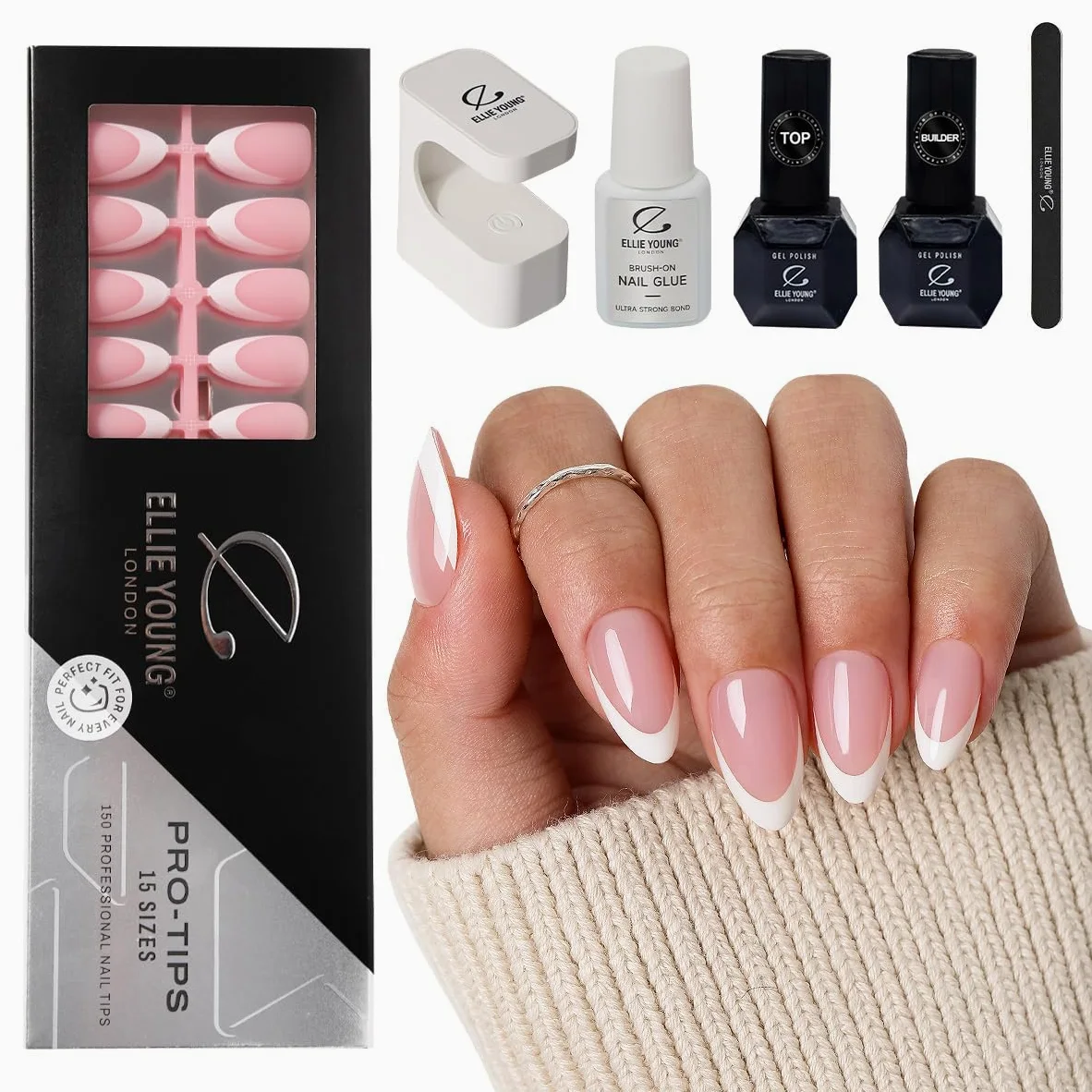 PRO-TIPS - 150 unghie a pressione, in gel acrilico, per un facile set fai da te