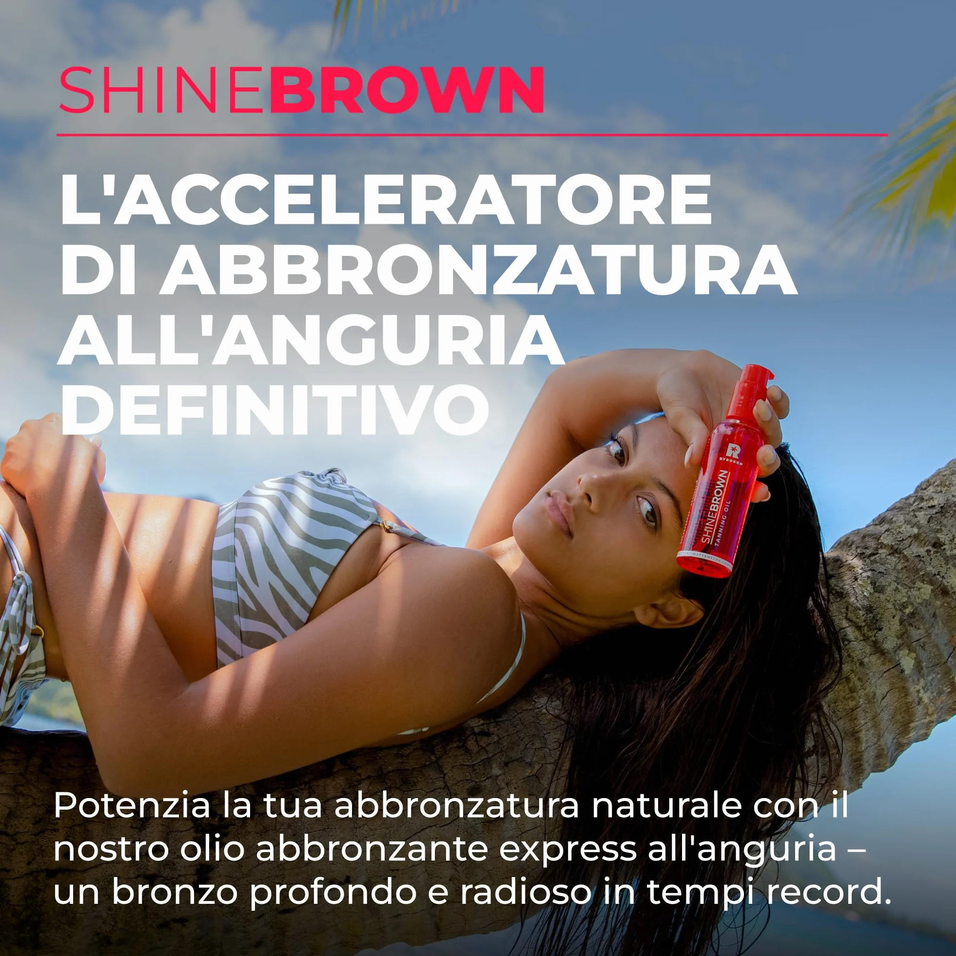BYROKKO Shine Brown Watermelon Olio Abbronzante Solare 145 ml Acceleratore di Abbronzatura